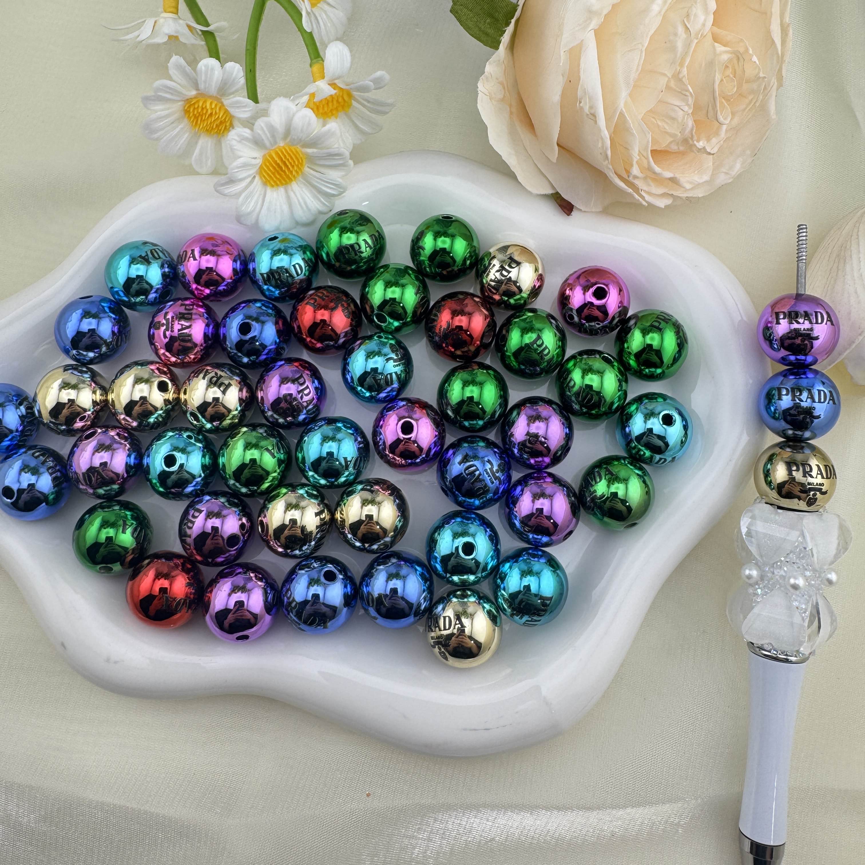 FS6819-16mm Random Mixed Color Metallic Looking Acrylic Beads Zoe DIY Wholesale