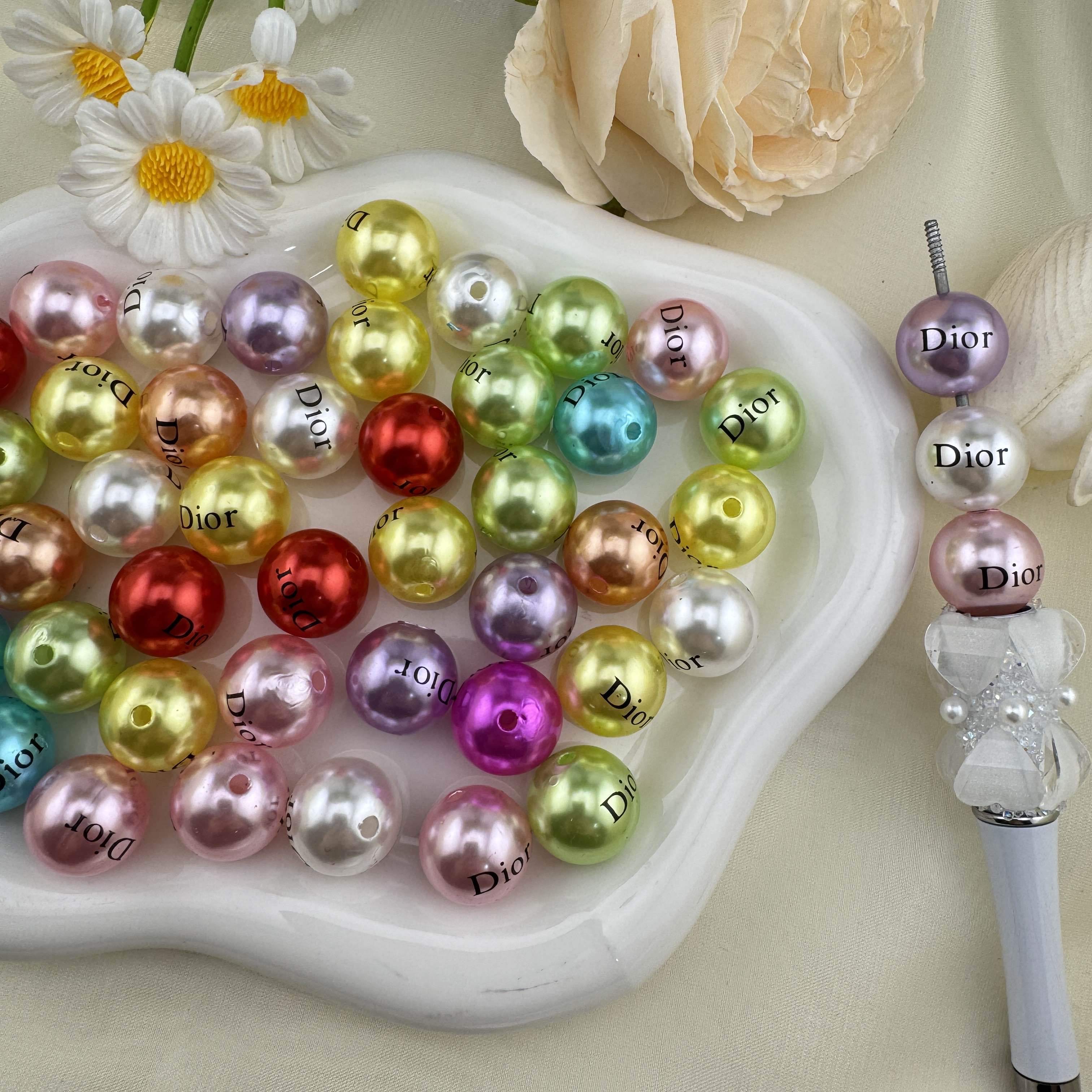 FS6821-Random Mixed Color Pearl Looking DR Acrylic Beads Zoe DIY Wholesale
