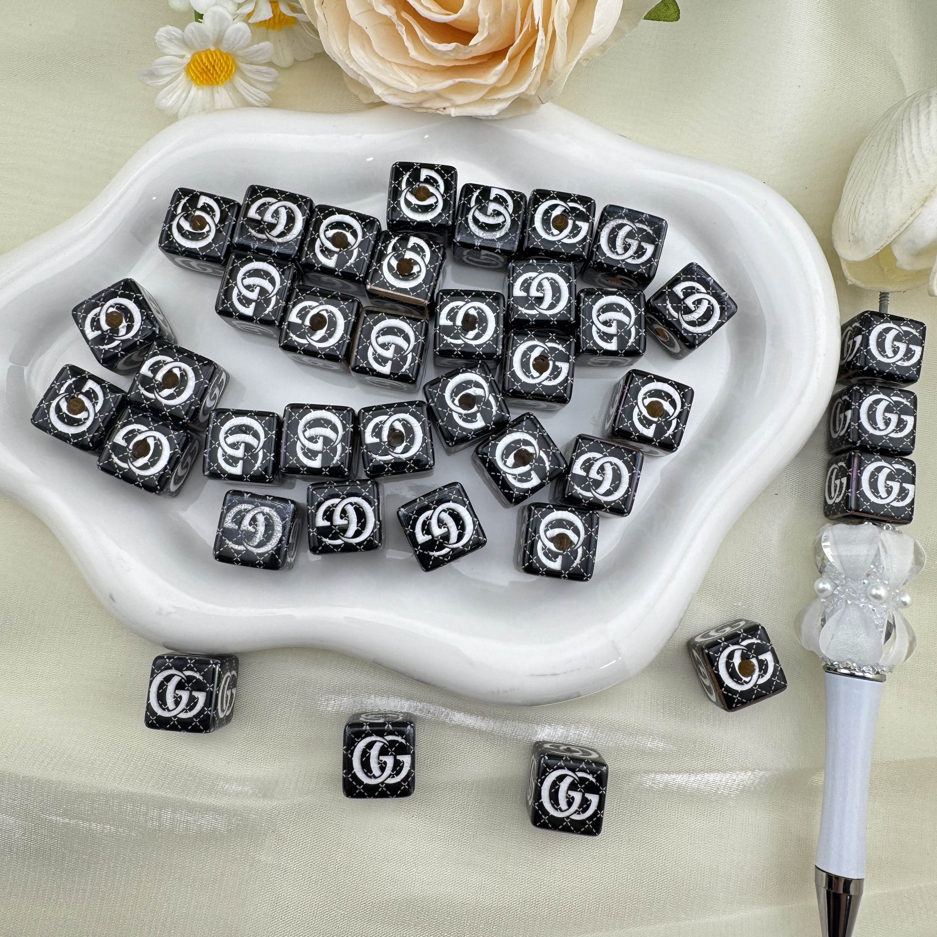 FS6828-16mm Black Cube Acrylic Beads Zoe DIY Wholesale