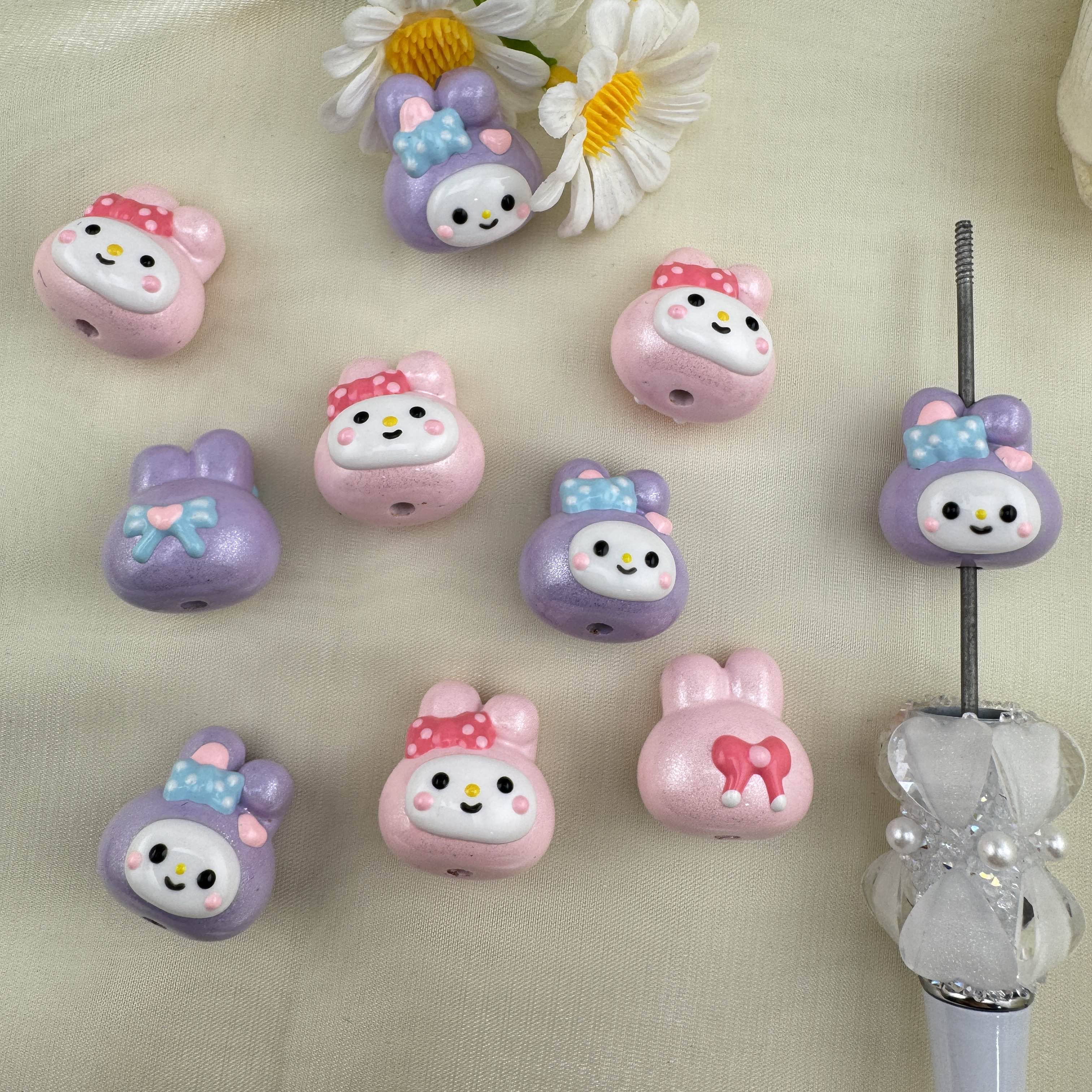 FS6805-My Melody Hand Painted Acrylic Beads Zoe DIY Wholesale