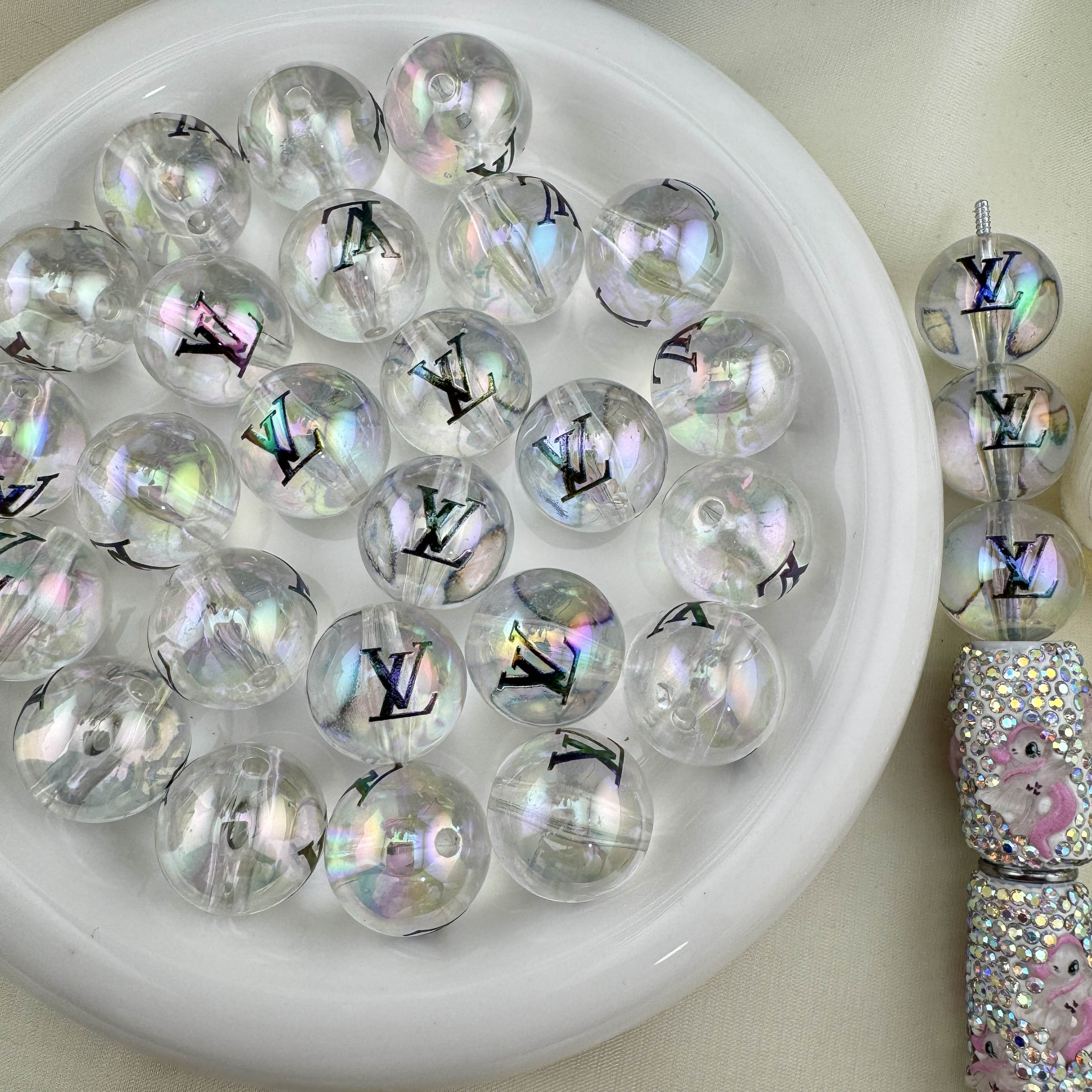 FS6872-20mm UV Coating Clear Acyclic Printed Beads Fit For Beadable Pens Zoe DIY Wholesale