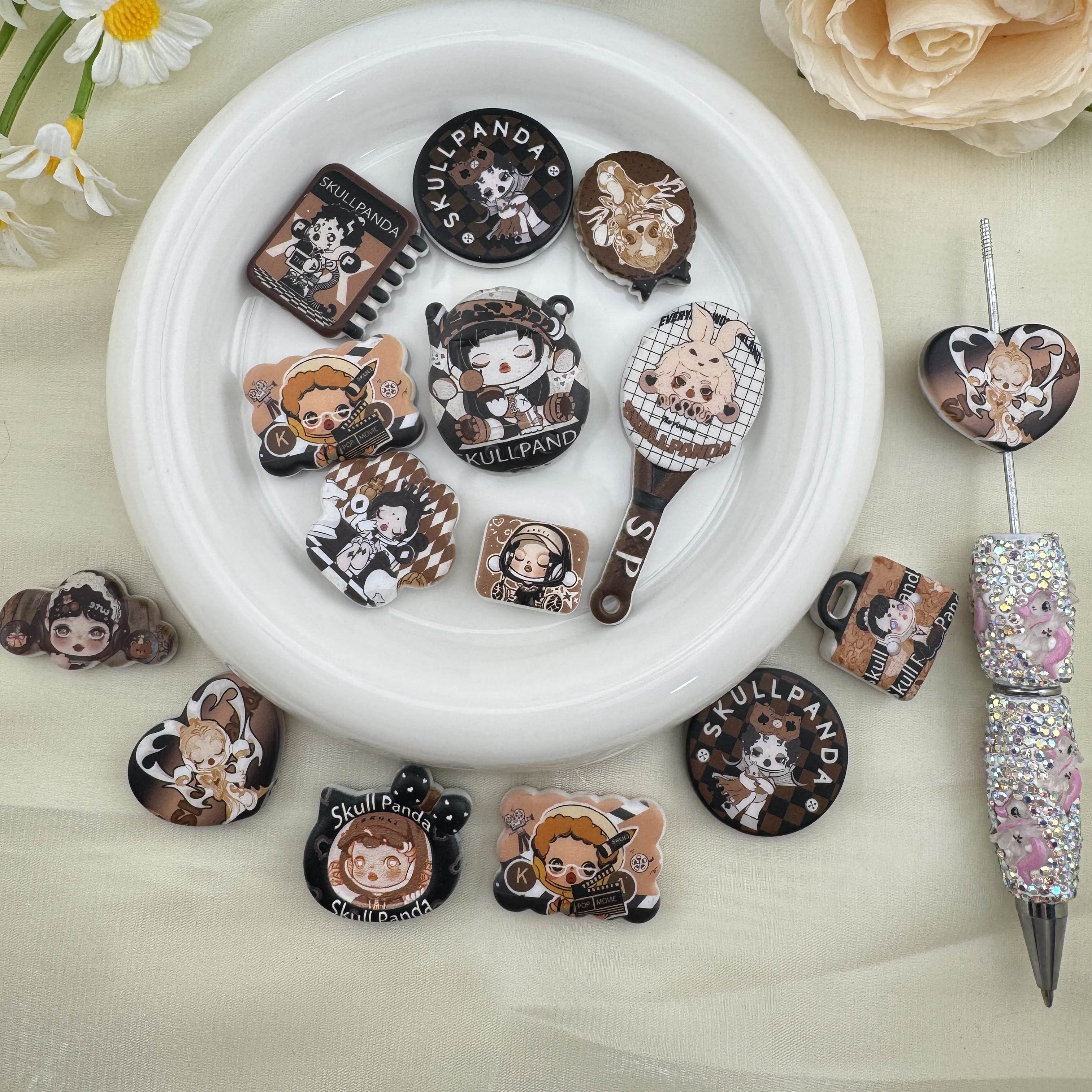 FS6875-Random Mixed SP Printed Acrylic Beads Fit For Keychain Jewelry Making Accessories Zoe DIY Wholesale