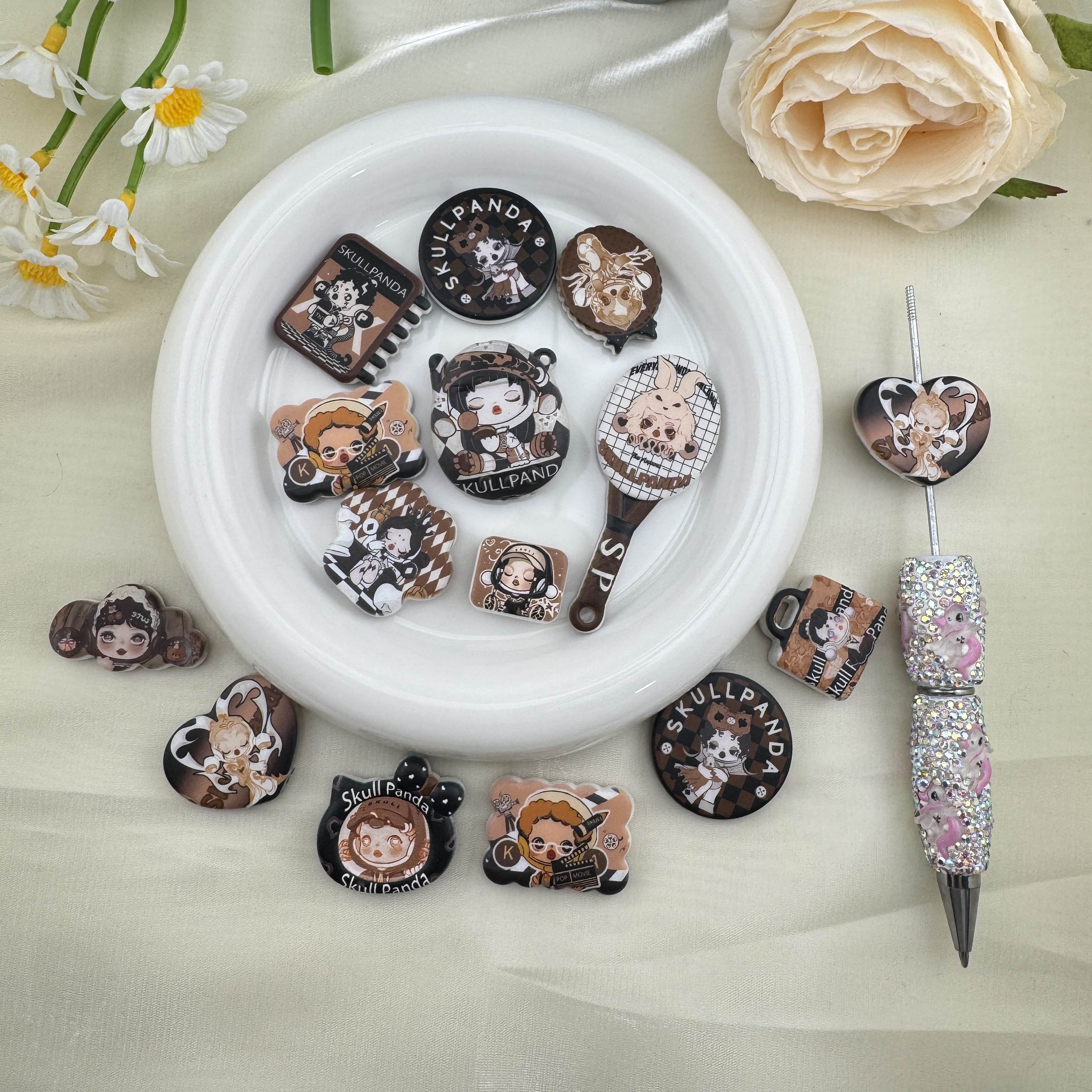 FS6875-Random Mixed SP Printed Acrylic Beads Fit For Keychain Jewelry Making Accessories Zoe DIY Wholesale