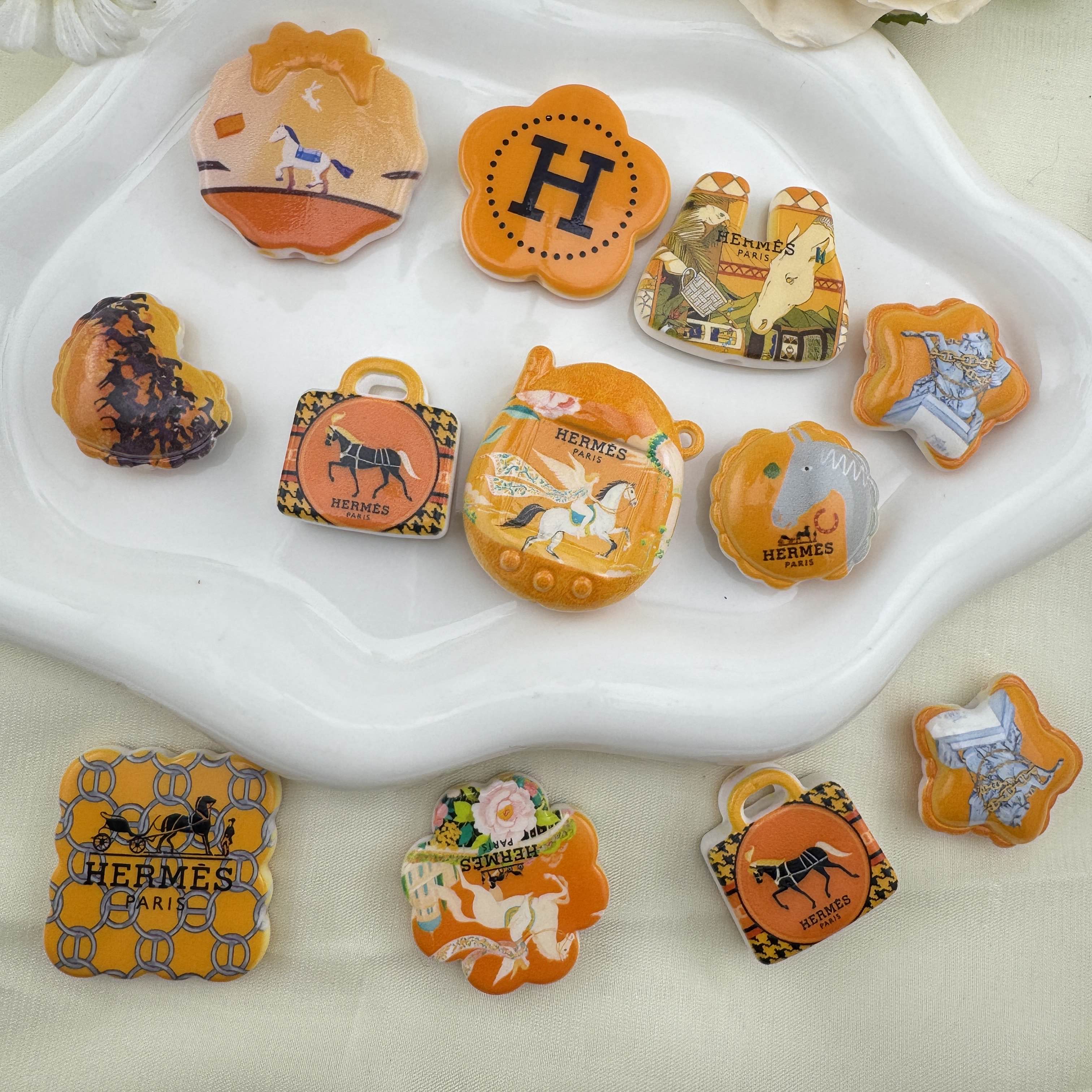 FS6880-Random Mixed Printed Acrylic Beads For Making Keychain Jewelry Making Zoe DIY Wholesale