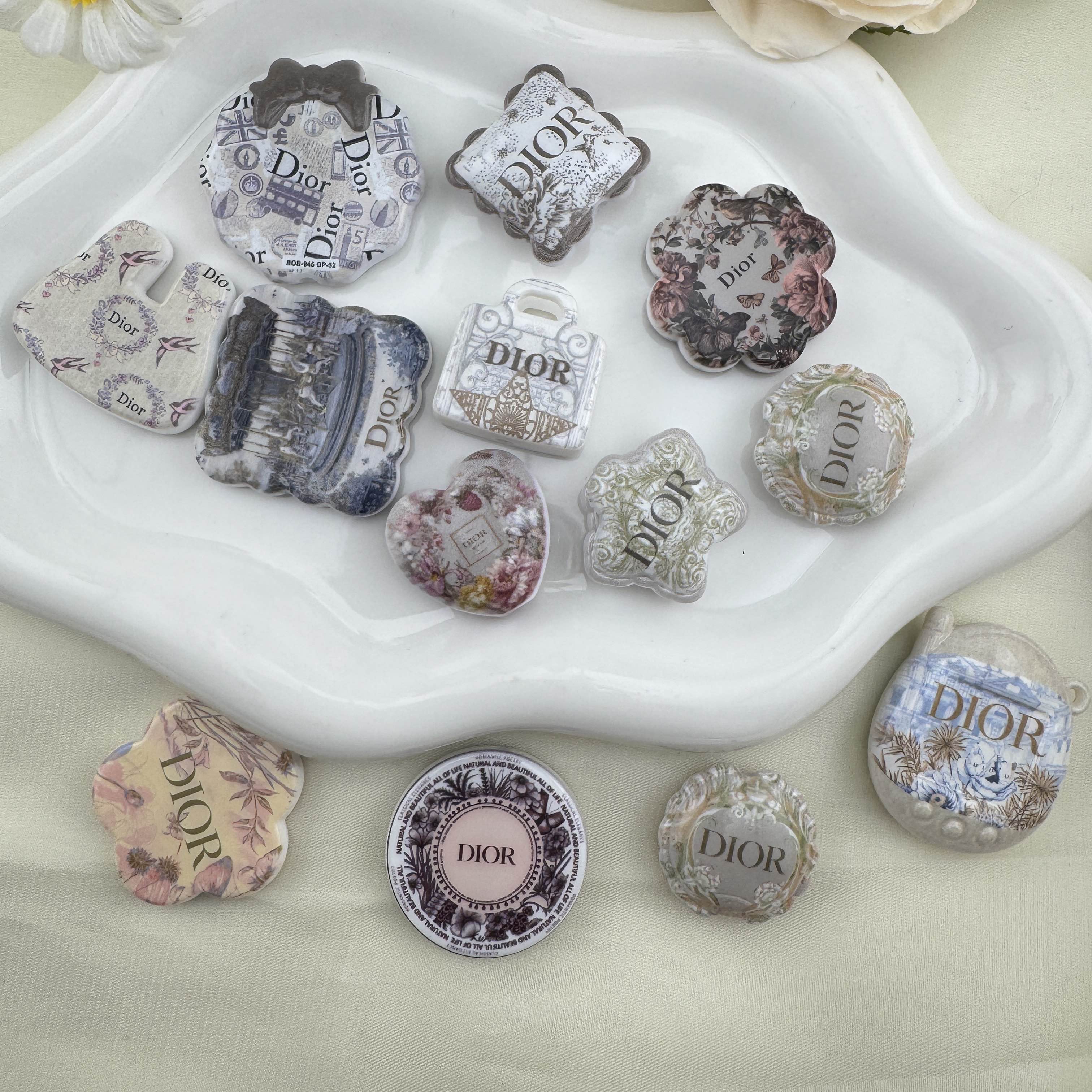 FS6882-Random Mixed Printed Acrylic Beads For Making Keychain Jewelry Making Zoe DIY Wholesale