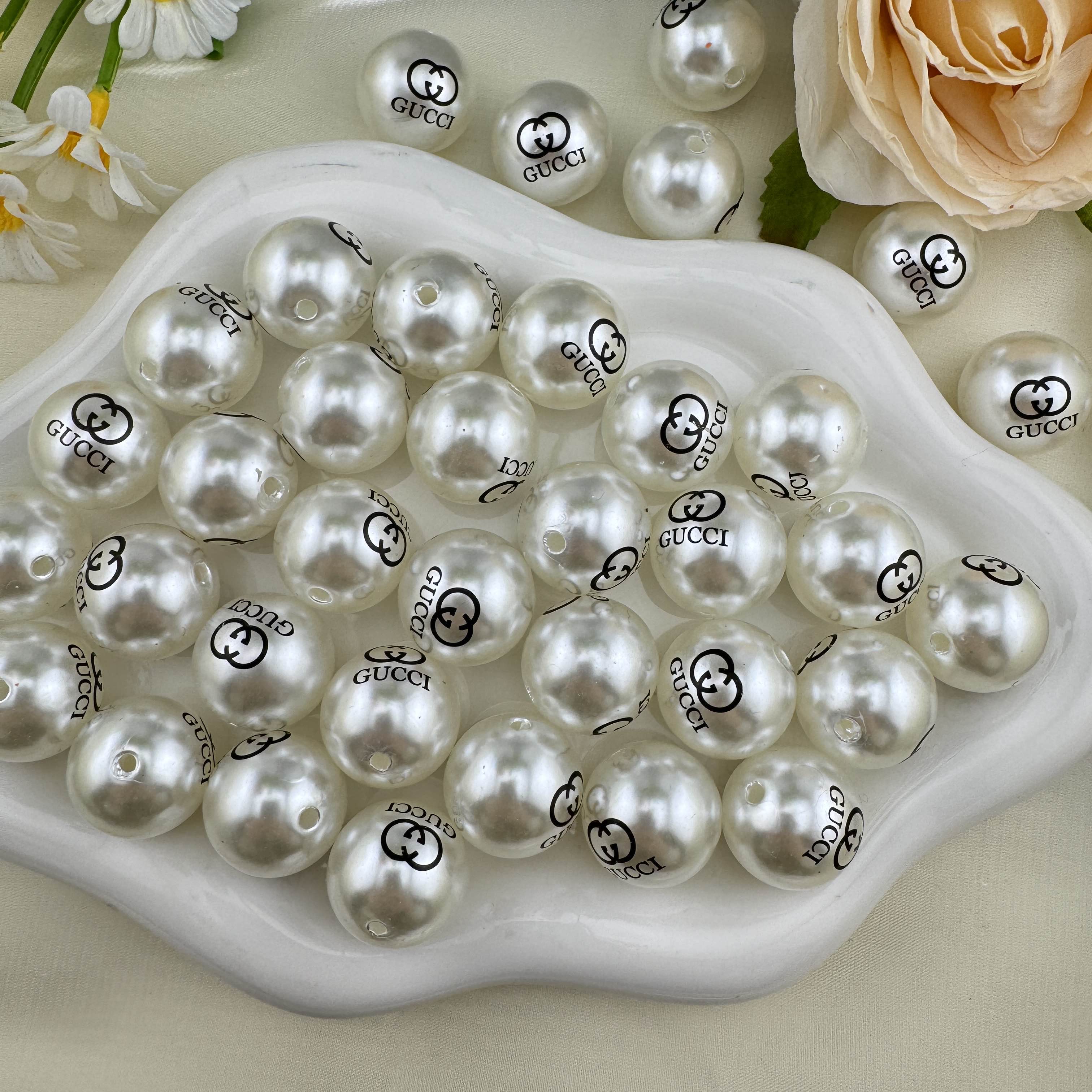 FS6683-20mm Pearl Looking Acrylic Beads For Making Keychain Jewelry Making Zoe DIY Wholesale