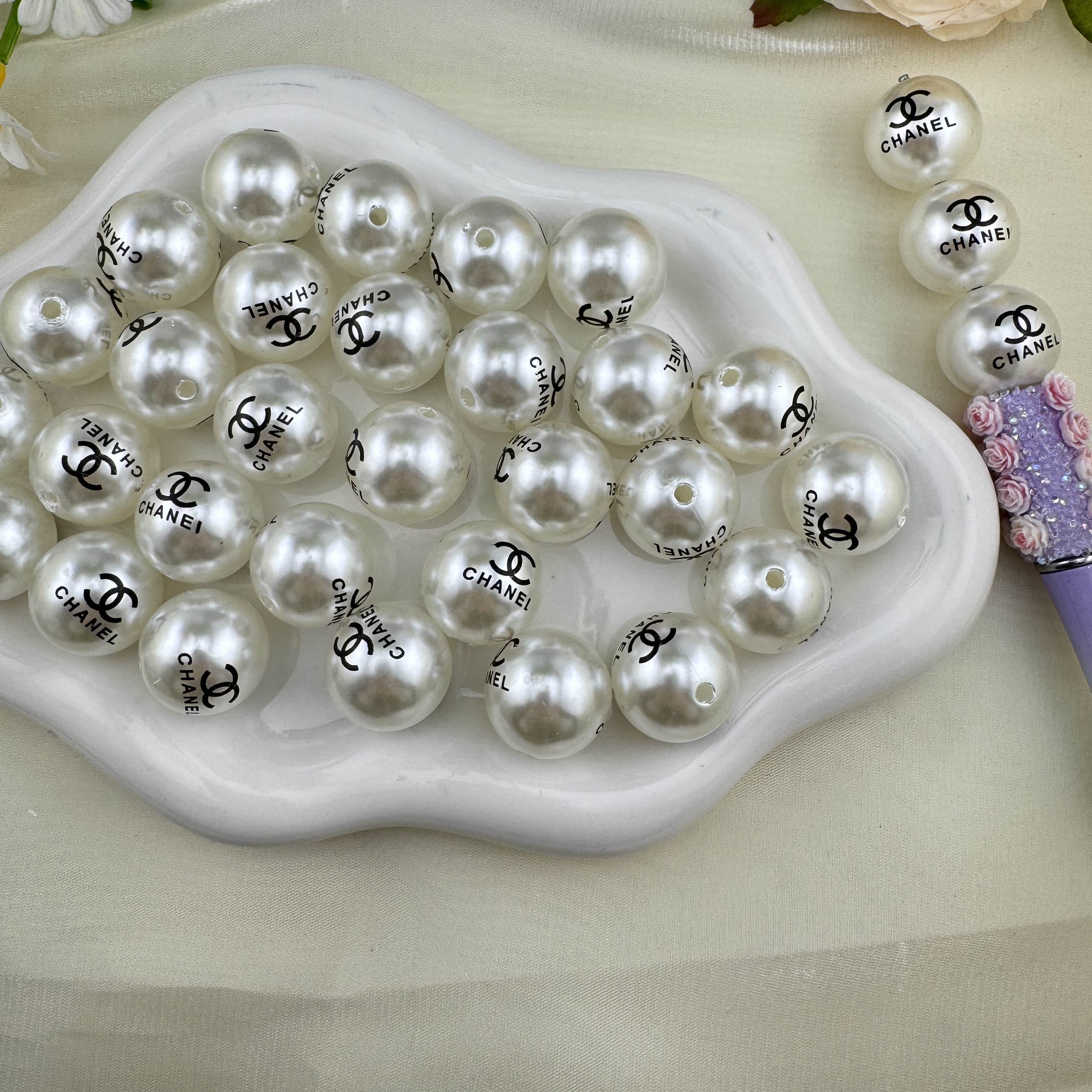 FS6885-20mm Pearl Looking Acrylic Beads For Beadable Pens Making Keychain Jewelry Making Zoe DIY Wholesale