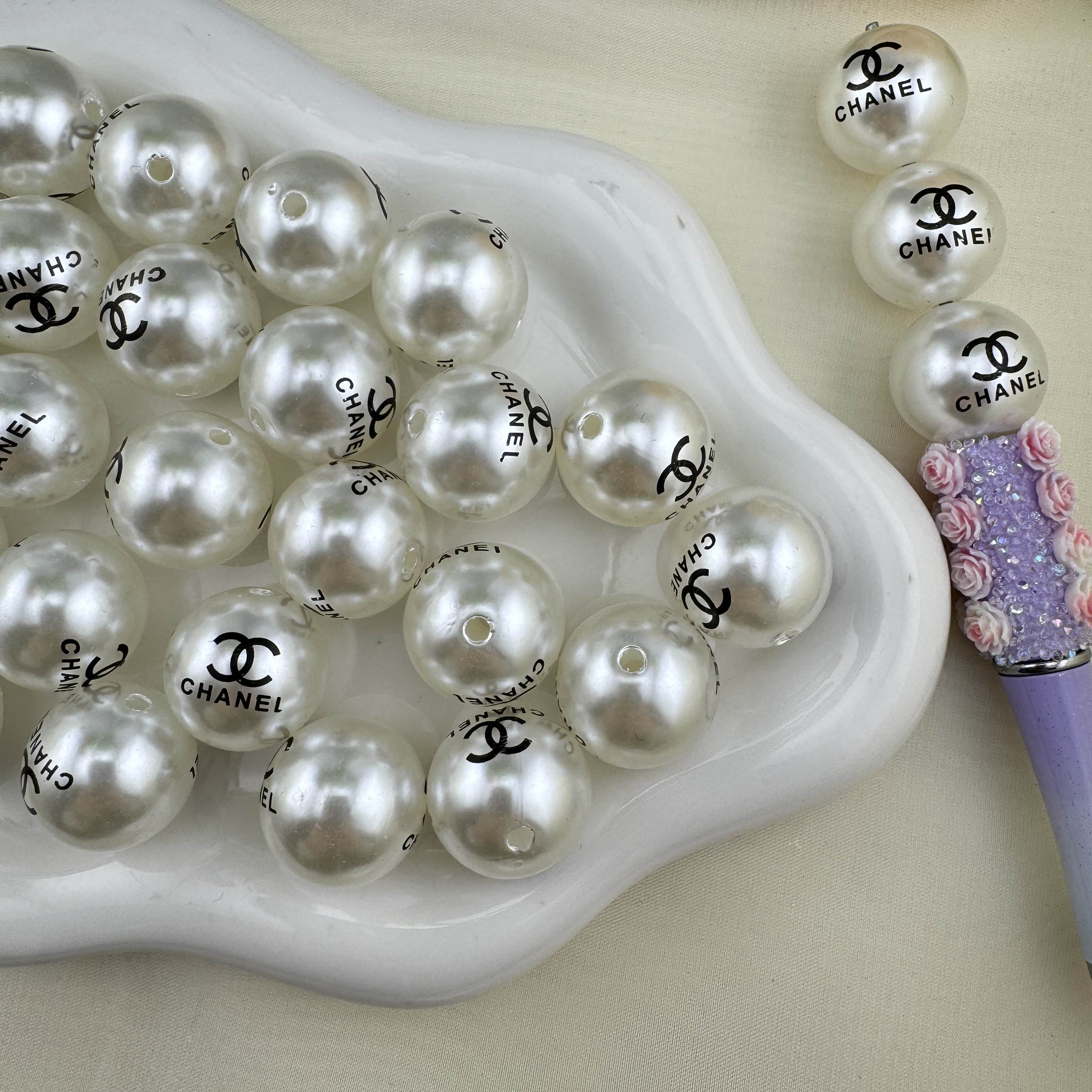 FS6885-20mm Pearl Looking Acrylic Beads For Beadable Pens Making Keychain Jewelry Making Zoe DIY Wholesale