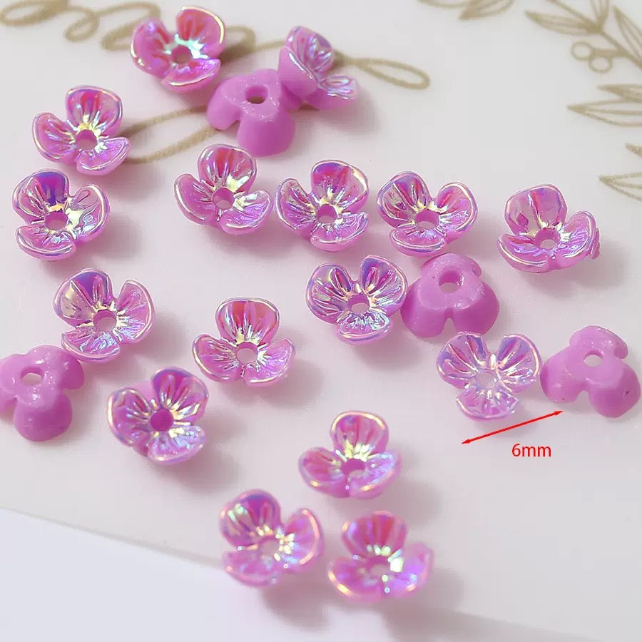 FS1353-6mm UV Shell Looking Three-petal Flower Resin Nail Charms For Making Fancy Bead Or Fancy Pen For DIY Project Zoe's DIY Shop