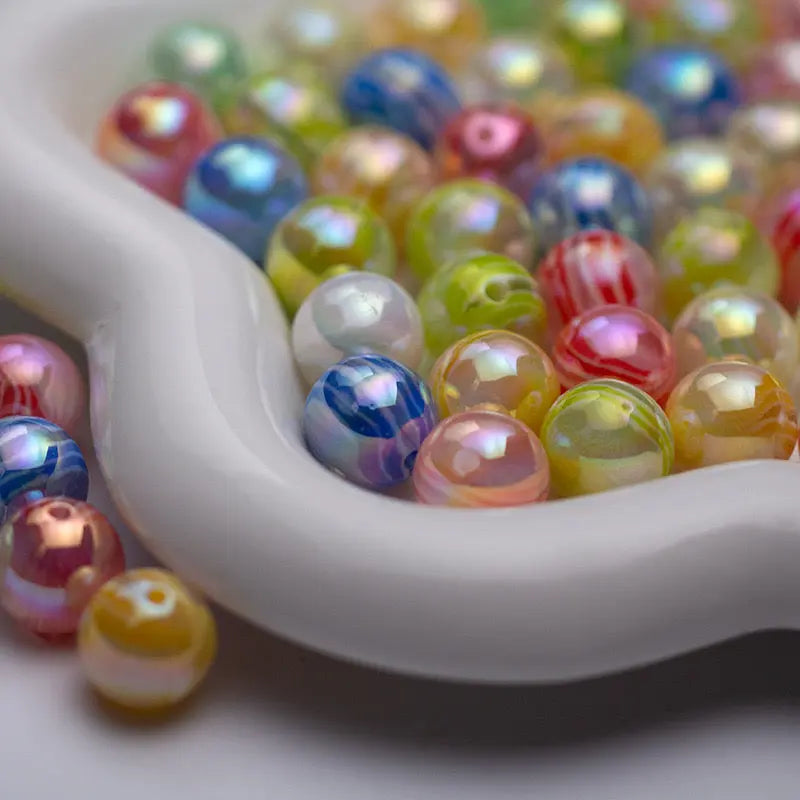 FS1707-16MM Random Mixed Color Striped Resin Beads Fit For Beadable Pens Zoe's DIY Shop