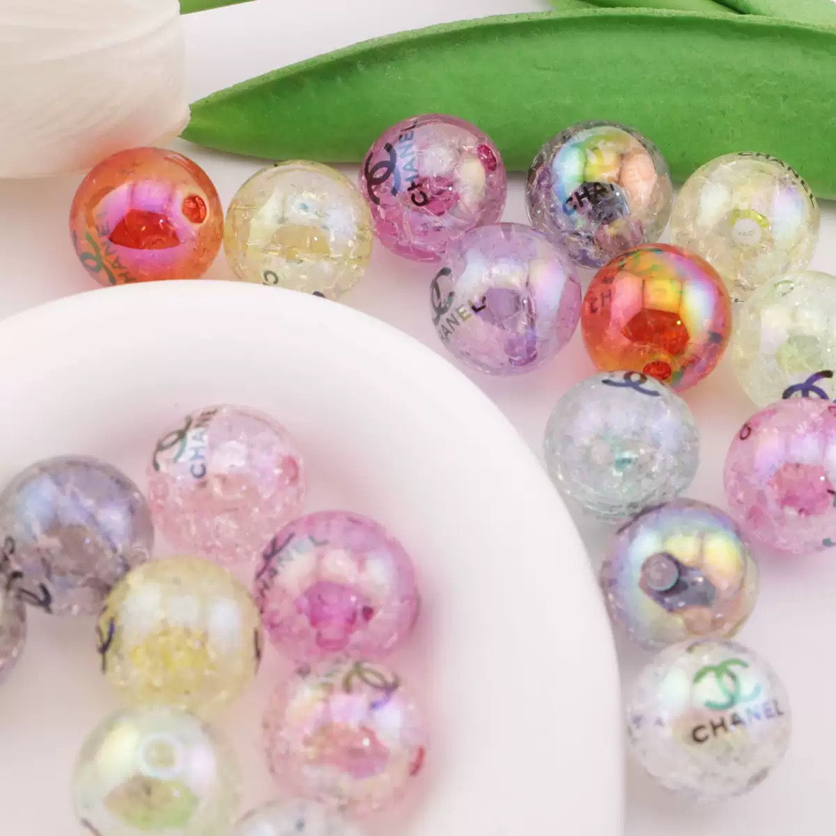 FS6330-About 16mm Mixed Printed Cracked Acrylic Beads