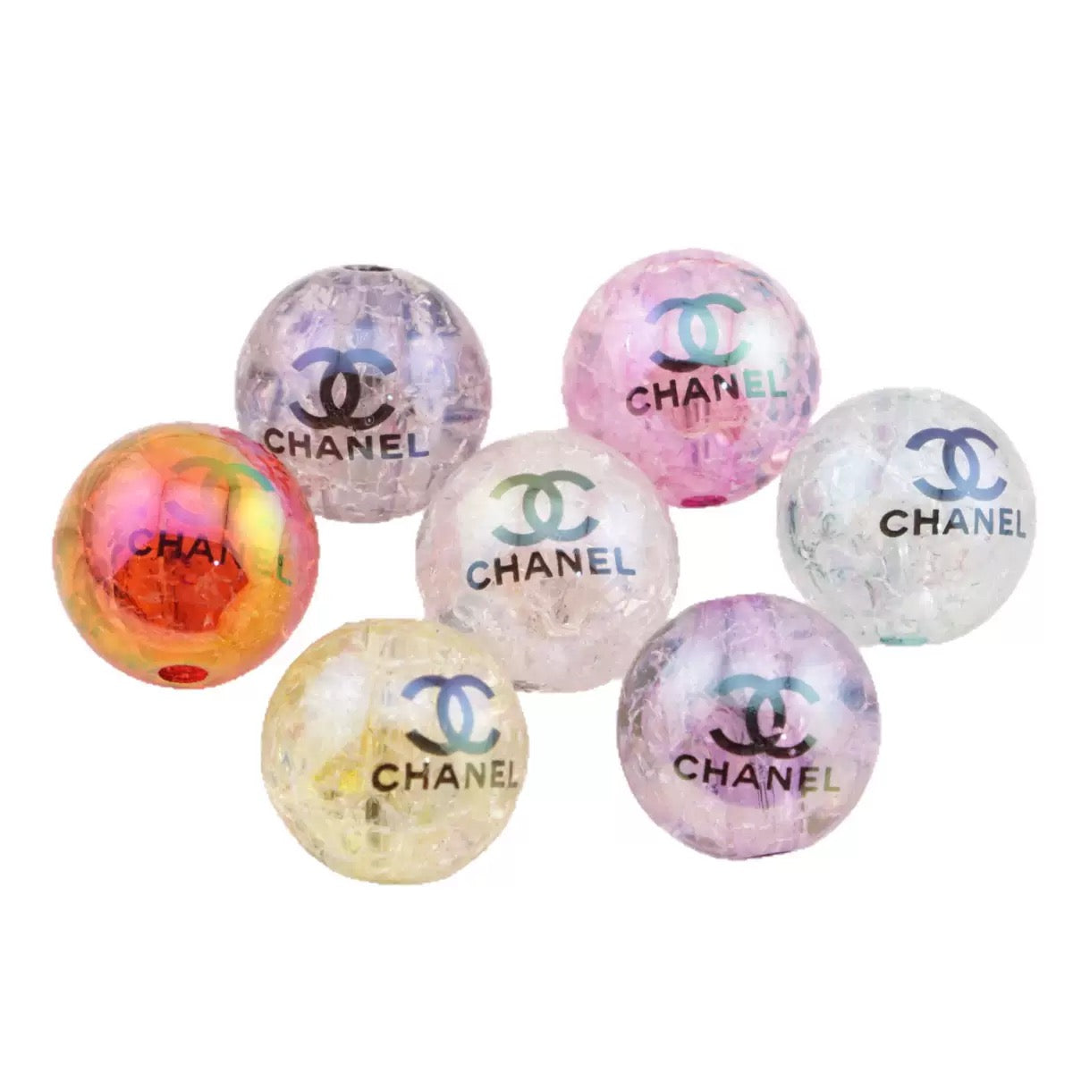 FS6330-About 16mm Mixed Printed Cracked Acrylic Beads
