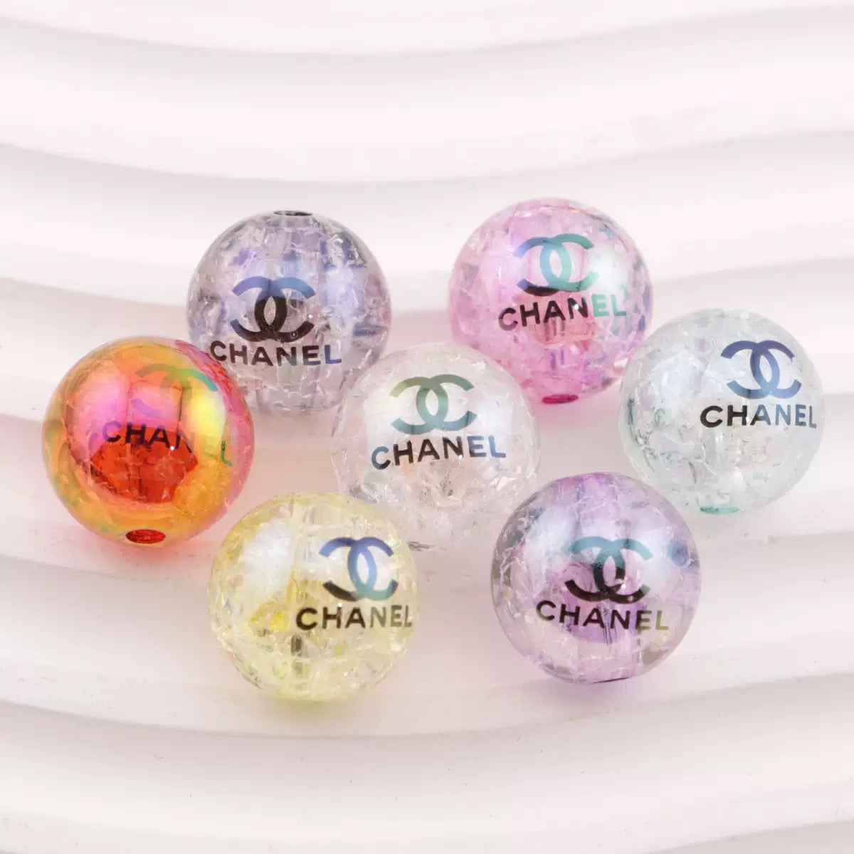 FS6330-About 16mm Mixed Printed Cracked Acrylic Beads