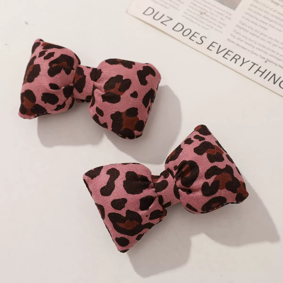 FS19142-About 6.8×4.3cm Leopard Printed Farbic Bow