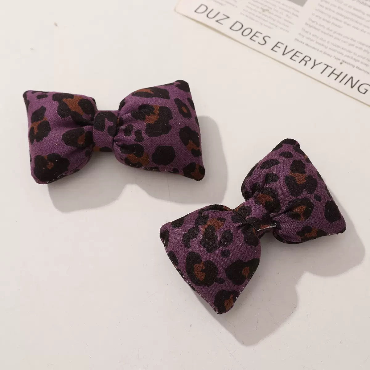 FS19142-About 6.8×4.3cm Leopard Printed Farbic Bow