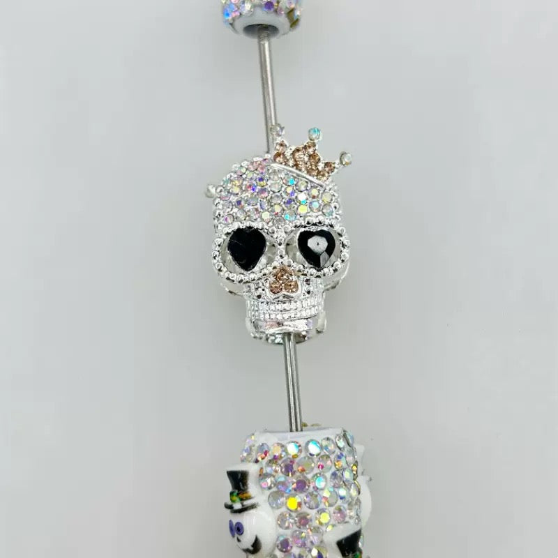 FS19376-About 29*19*16mm Halloween Skull Metal Beads