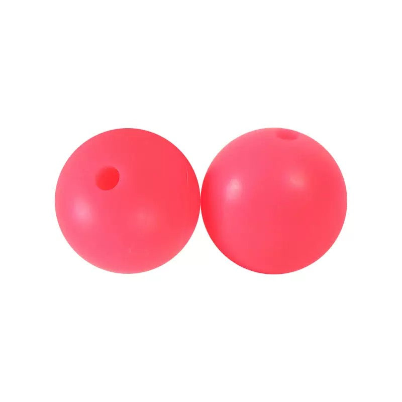 FS3015-15mm Soild Color Pink #3 Printed Silicone Beads