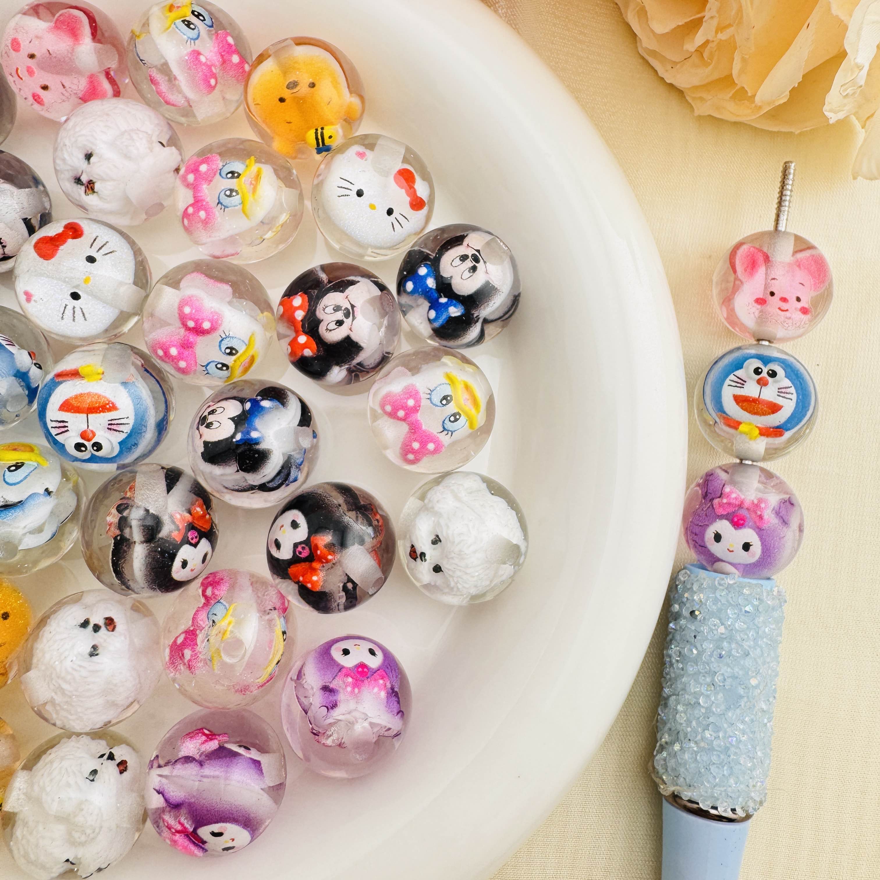 FS10227-Random Mixed Cartoon Resin Beads For Beadable Pens Keychain Making