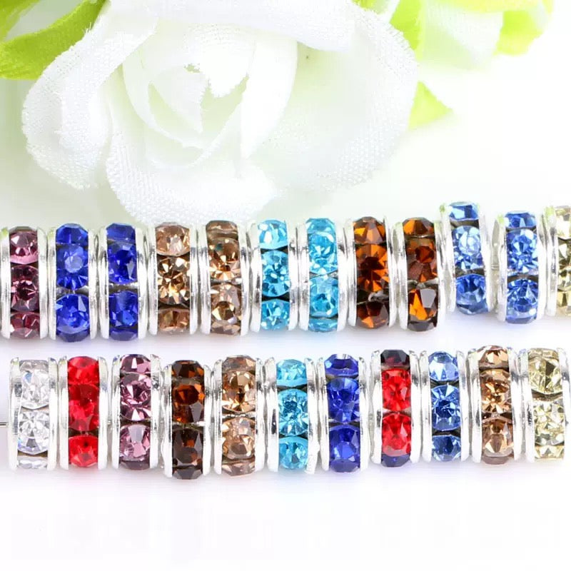 FS10248-Mixed Color Circle Diamond Spacer Fit For Beadable Pens Jewelry Making - Zoe DIY Wholesale