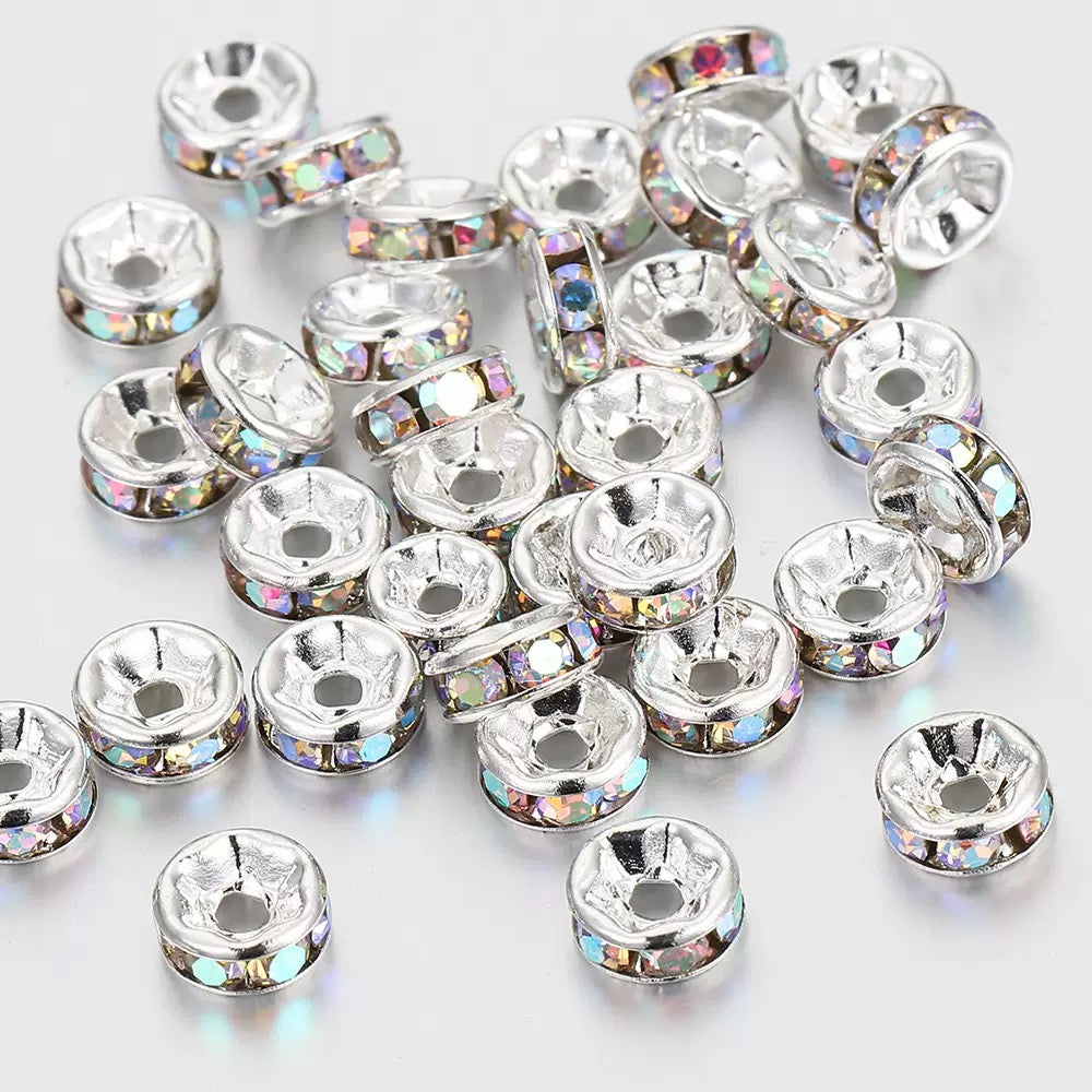 FS10248-Mixed Color Circle Diamond Spacer Fit For Beadable Pens Jewelry Making - Zoe DIY Wholesale