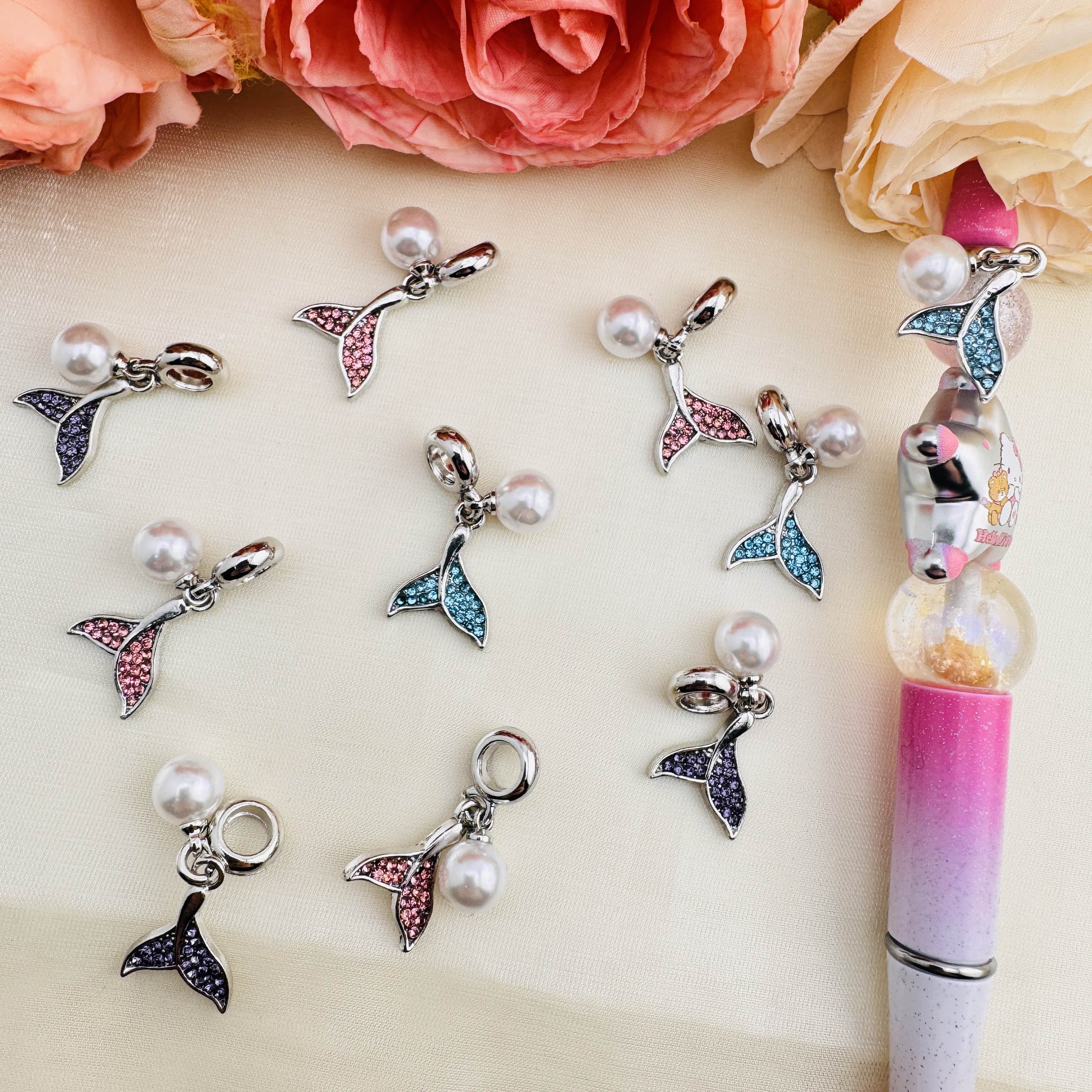 FS10433-12×16mm Random Mixed mermaid Tail Metal Spacer Charms For Beadable Pens Jewelry Making - Zoe DIY Wholesale