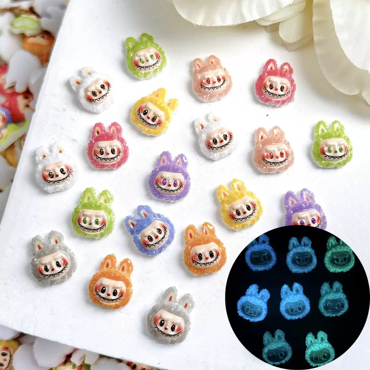 FS6460- Approximately 10mm Labubu Head Resin Nail Charms Zoe's DIY Shop