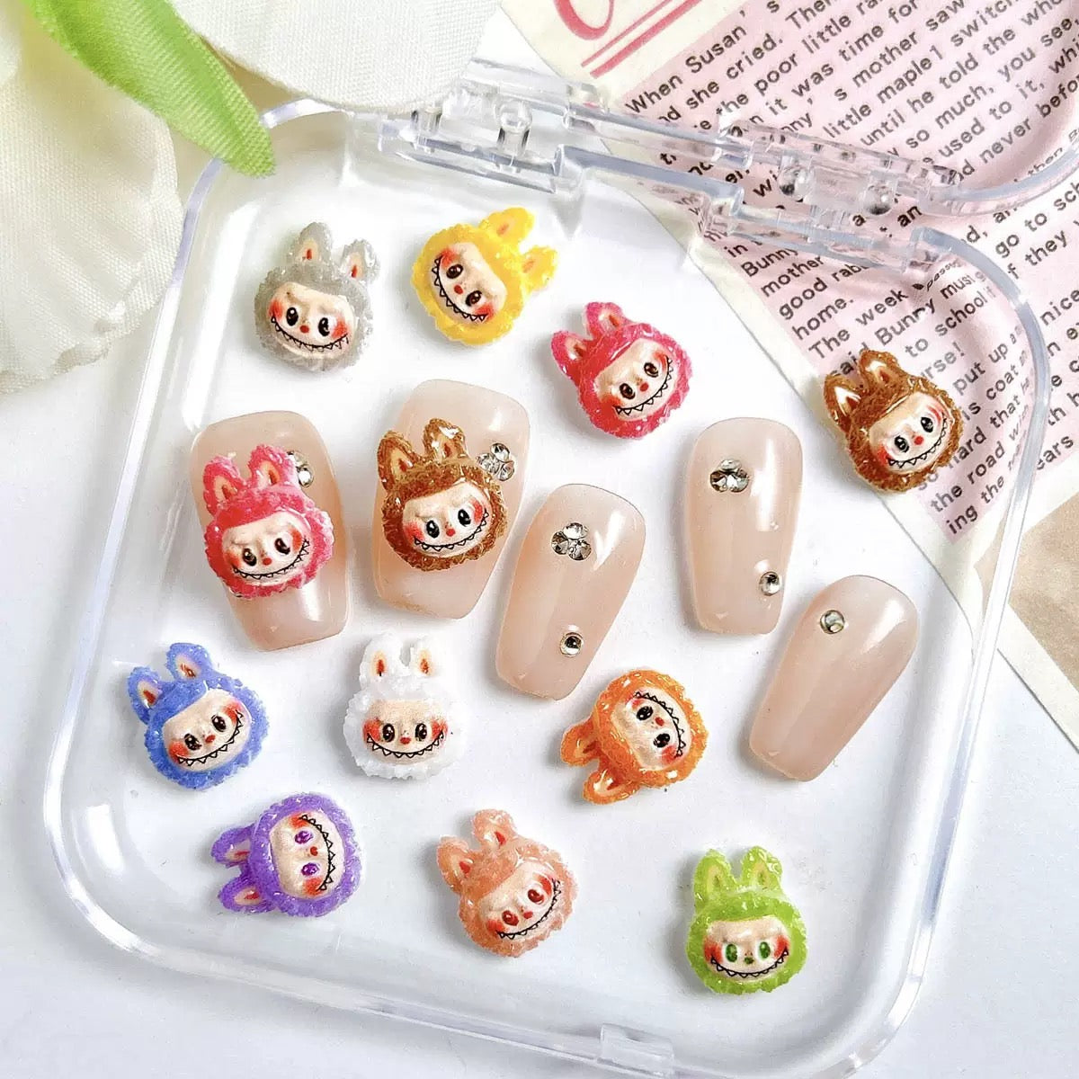 FS6460- Approximately 10mm Labubu Head Resin Nail Charms Zoe's DIY Shop
