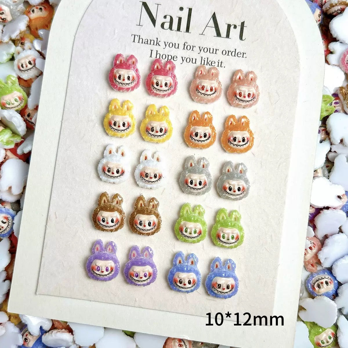 FS6460- Approximately 10mm Labubu Head Resin Nail Charms Zoe's DIY Shop