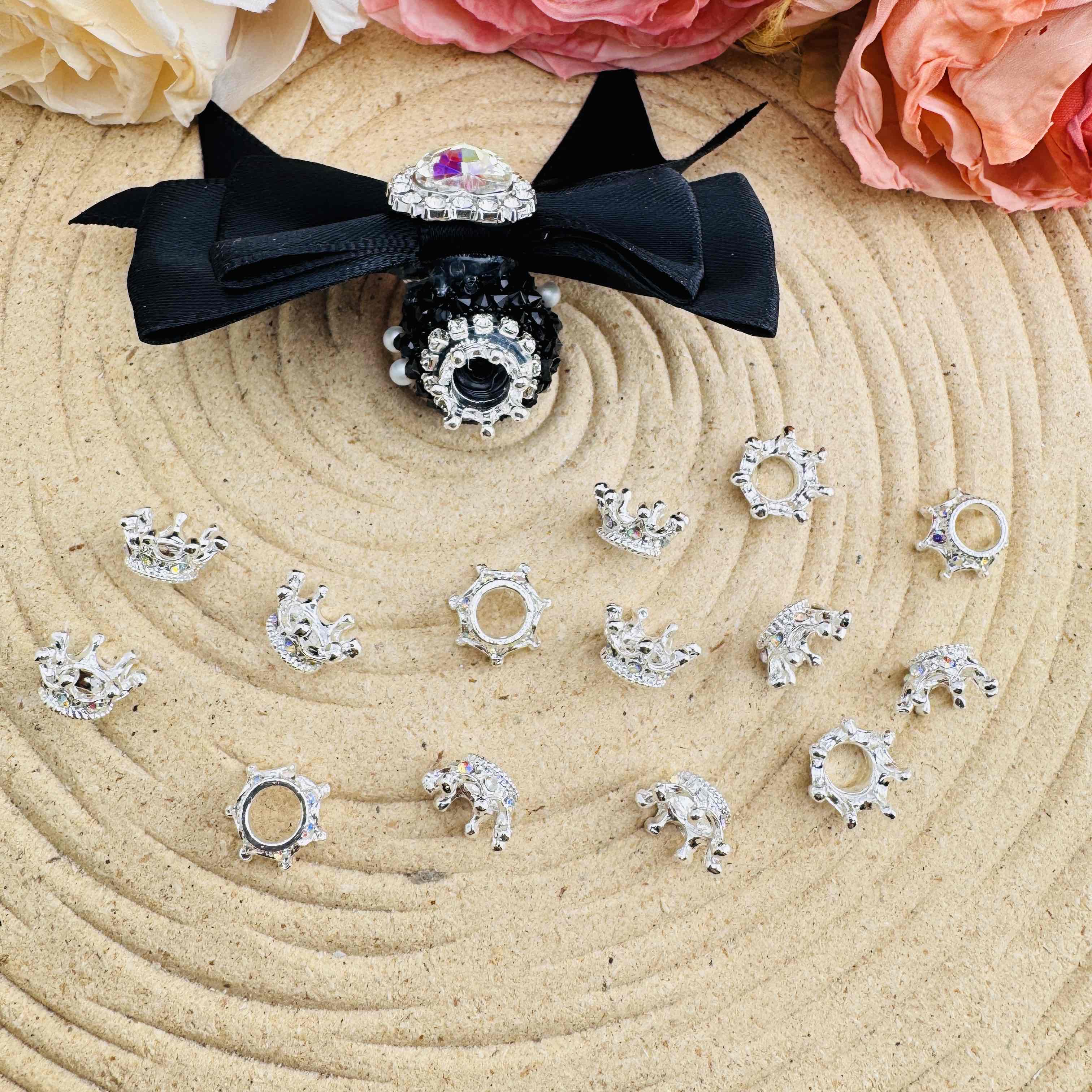 FS10448-About 4×9mm Sliver AB Crown Spacer Fit For Beadable Pens Jewelry Making Keychain Making Zoe DIY Wholesale