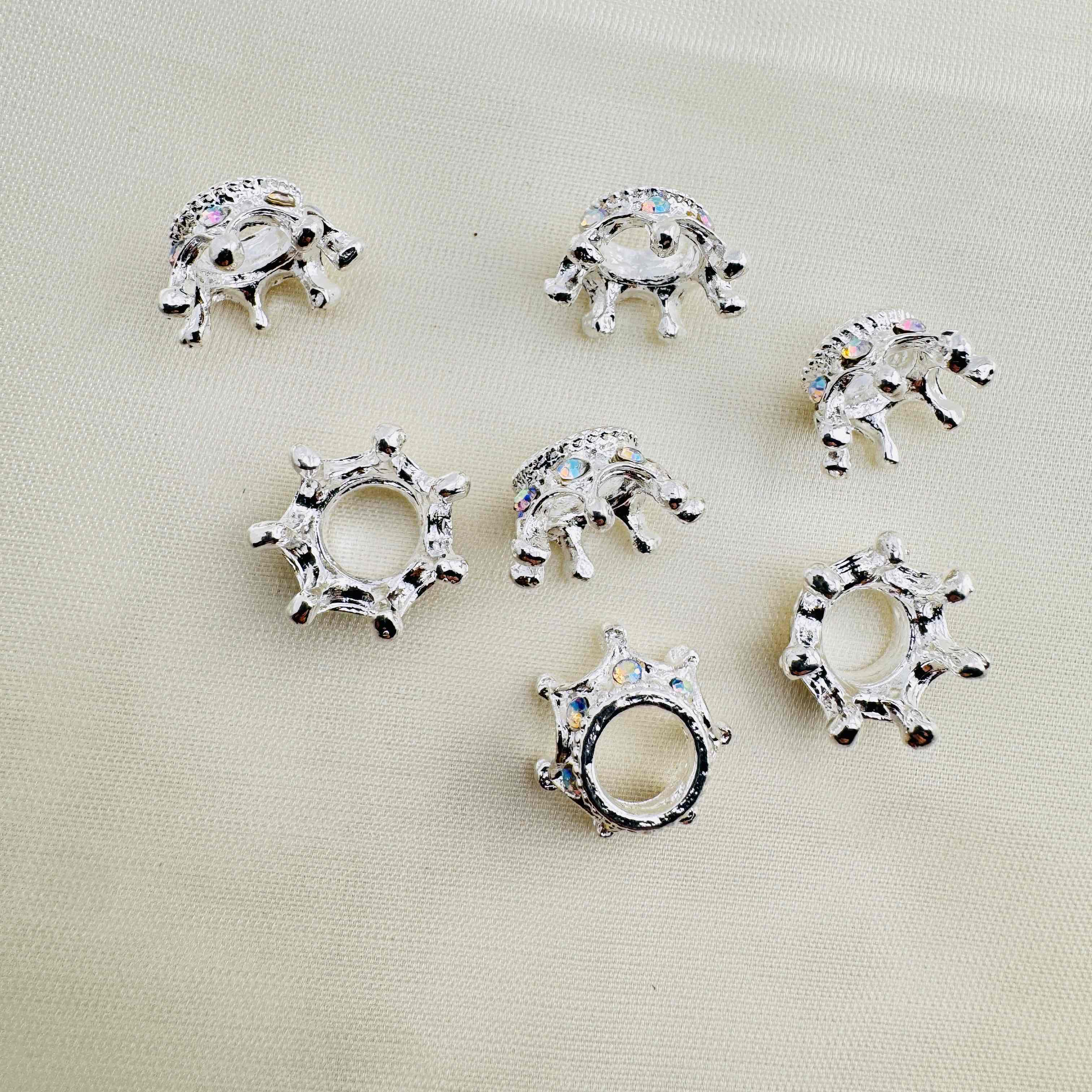 FS10448-About 4×9mm Sliver AB Crown Spacer Fit For Beadable Pens Jewelry Making Keychain Making Zoe DIY Wholesale