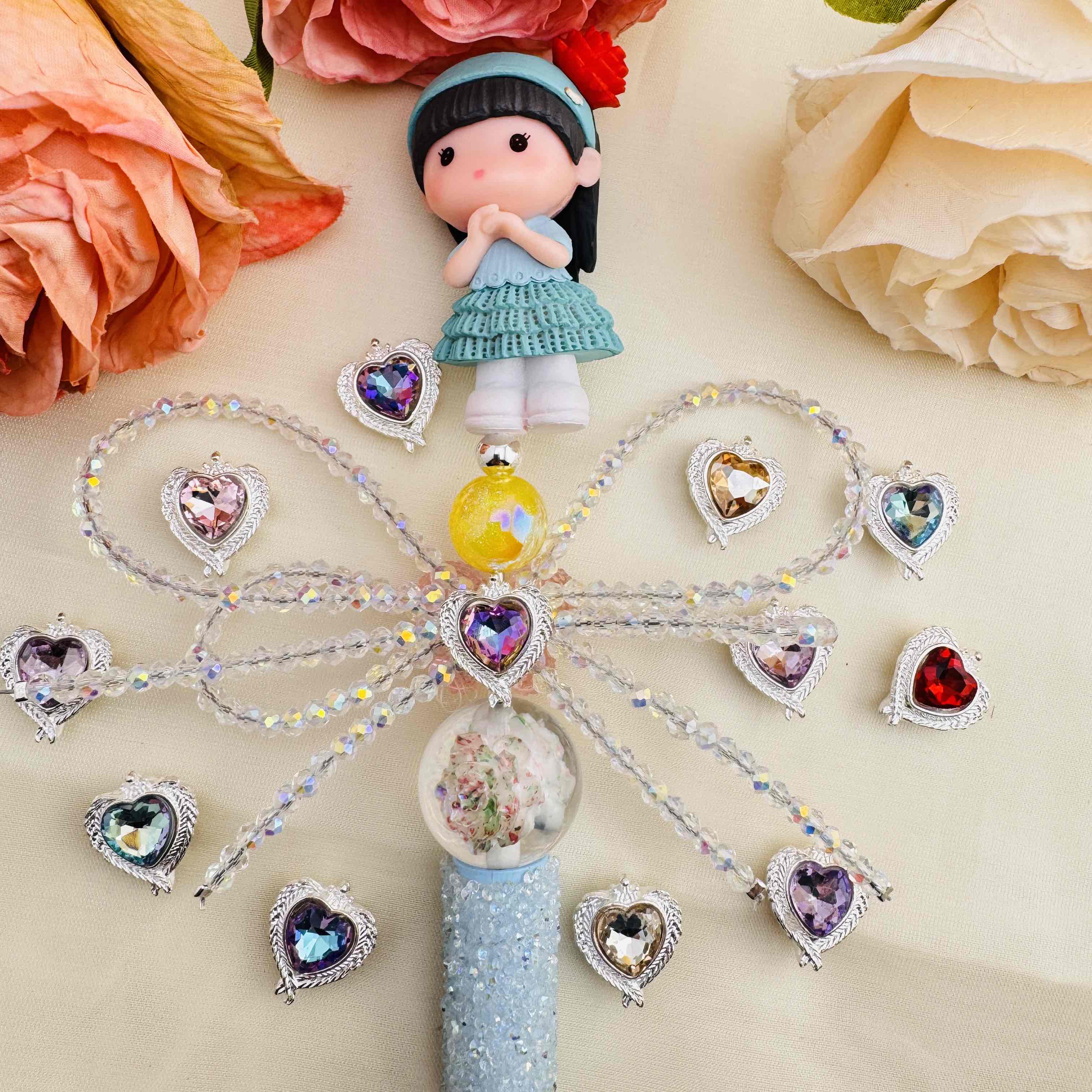 FS10449-About12×14mm Random Mixed Heart Alloy Metal Eight Hole Beads Zoe DIY Wholesale