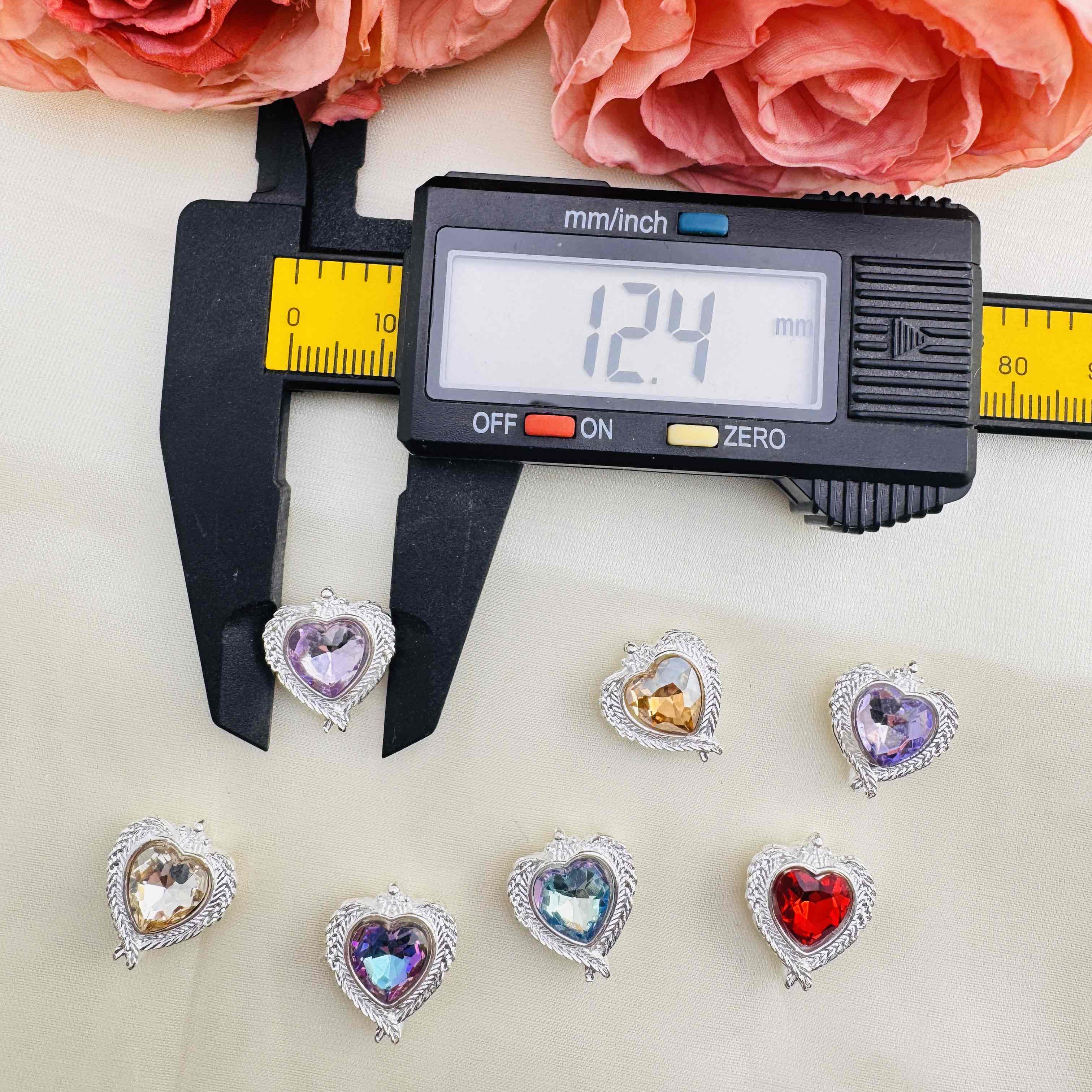 FS10449-About12×14mm Random Mixed Heart Alloy Metal Eight Hole Beads Zoe DIY Wholesale