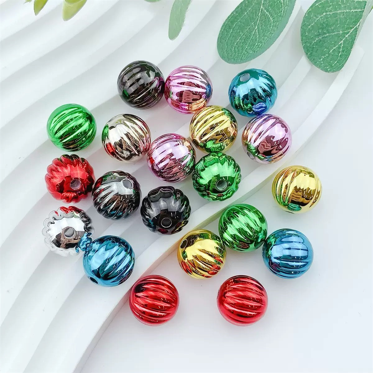 FS4217-16mm Electroplated Metalic Looking Pumpkin Beads Zoe's DIY Shop