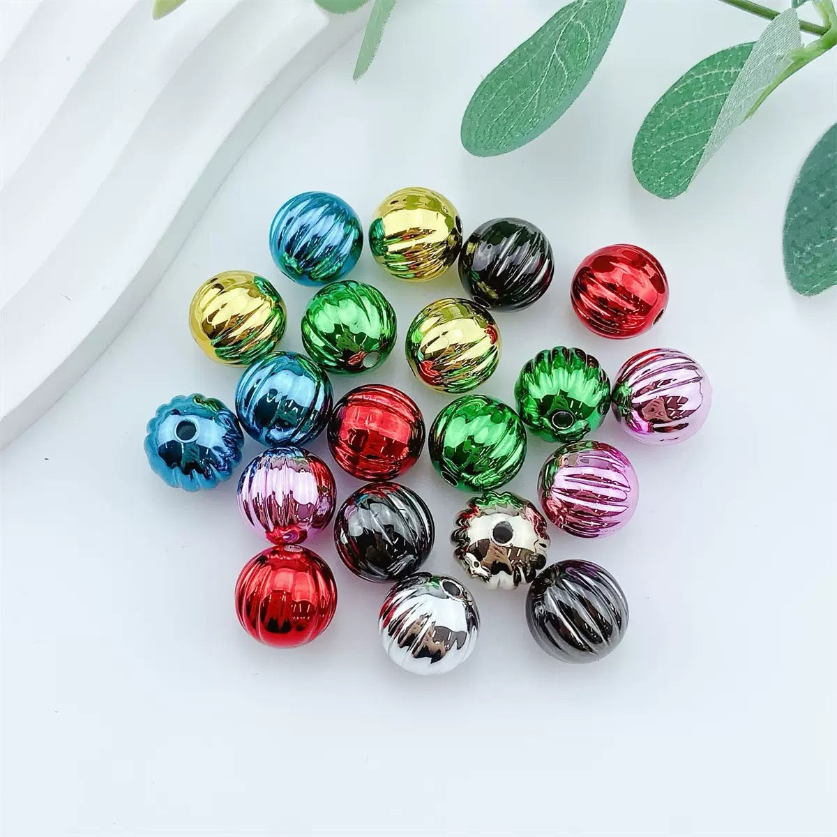FS4217-16mm Electroplated Metalic Looking Pumpkin Beads Zoe's DIY Shop