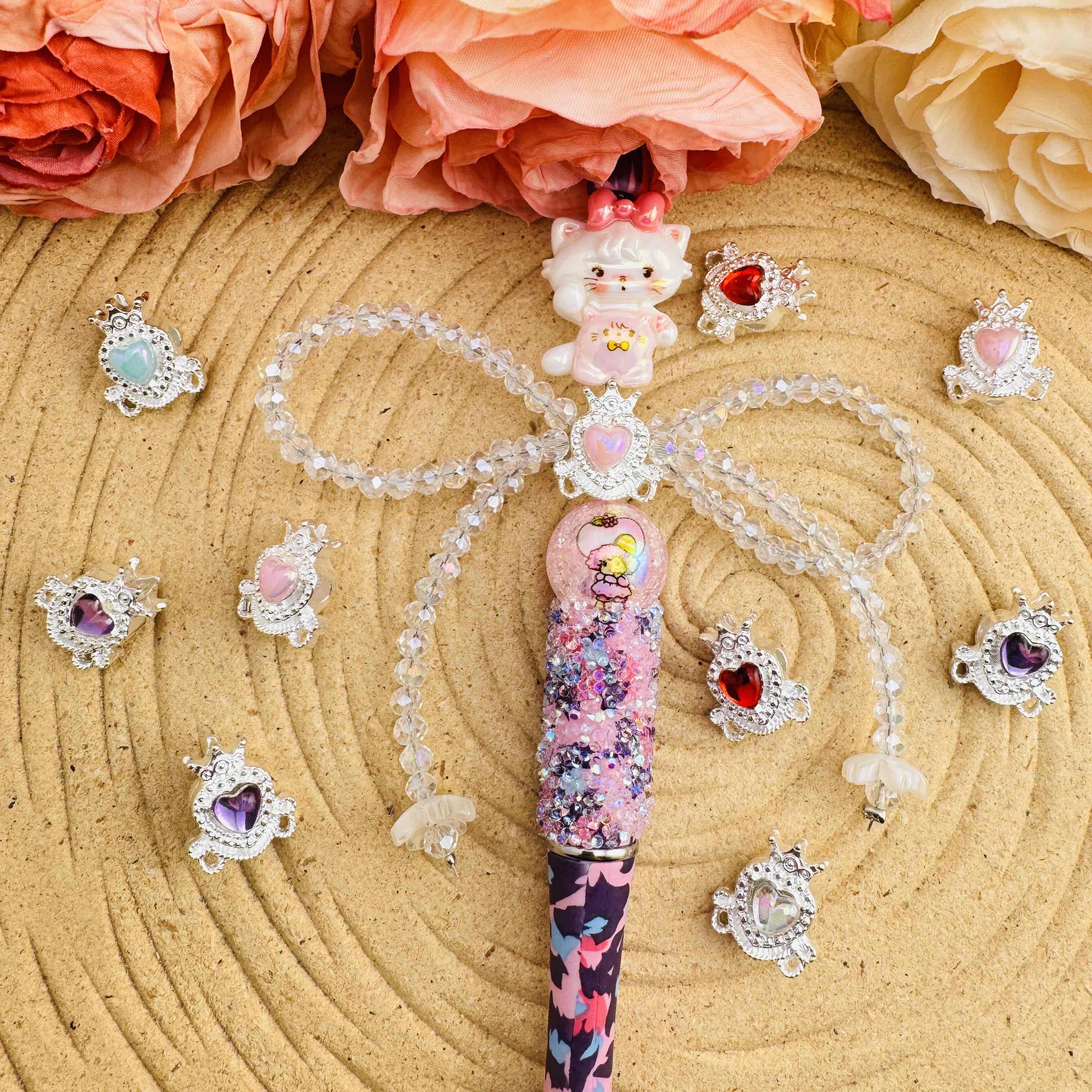 FS10506-About 15*17mm Random Mixed Color Alloy Metal 4 Hole Beads Fit For Beadable Pens