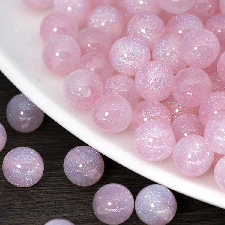 (A101)25 Pieces Pink Glitter Resin Beads 16mm