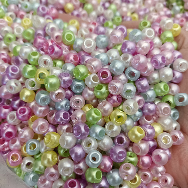 FS0084-Random Mixed Color8mm Pearl Looking Acrylic 4 Hole Beads For Making Bow