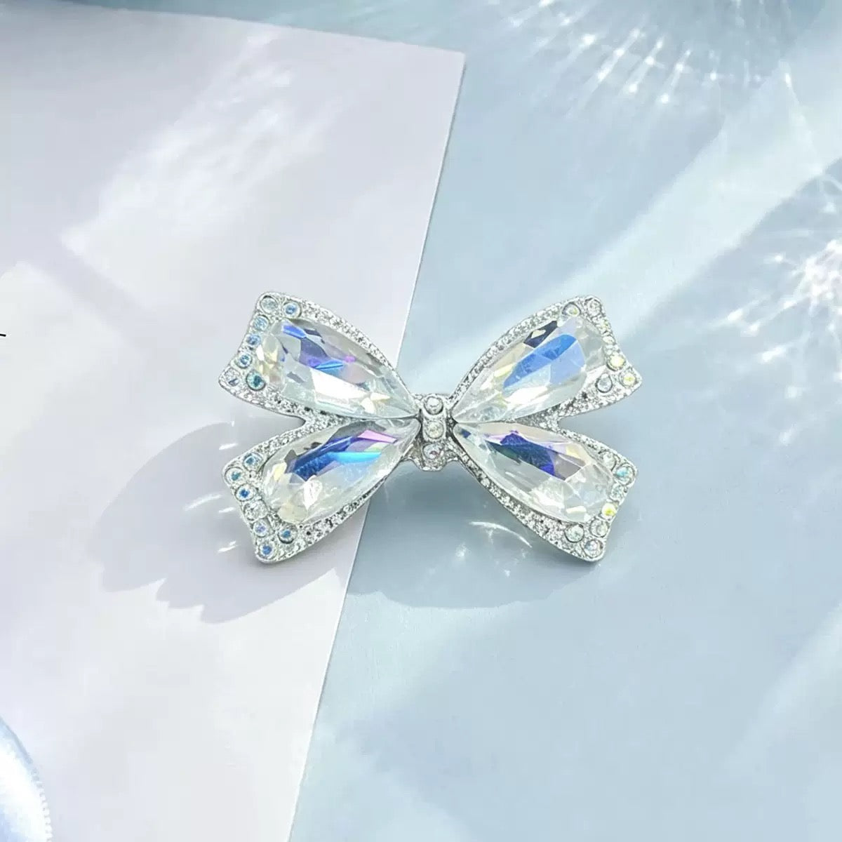 FS4850-About 27×34cm Crystal Glass Rhinestone Bow Metal Beads