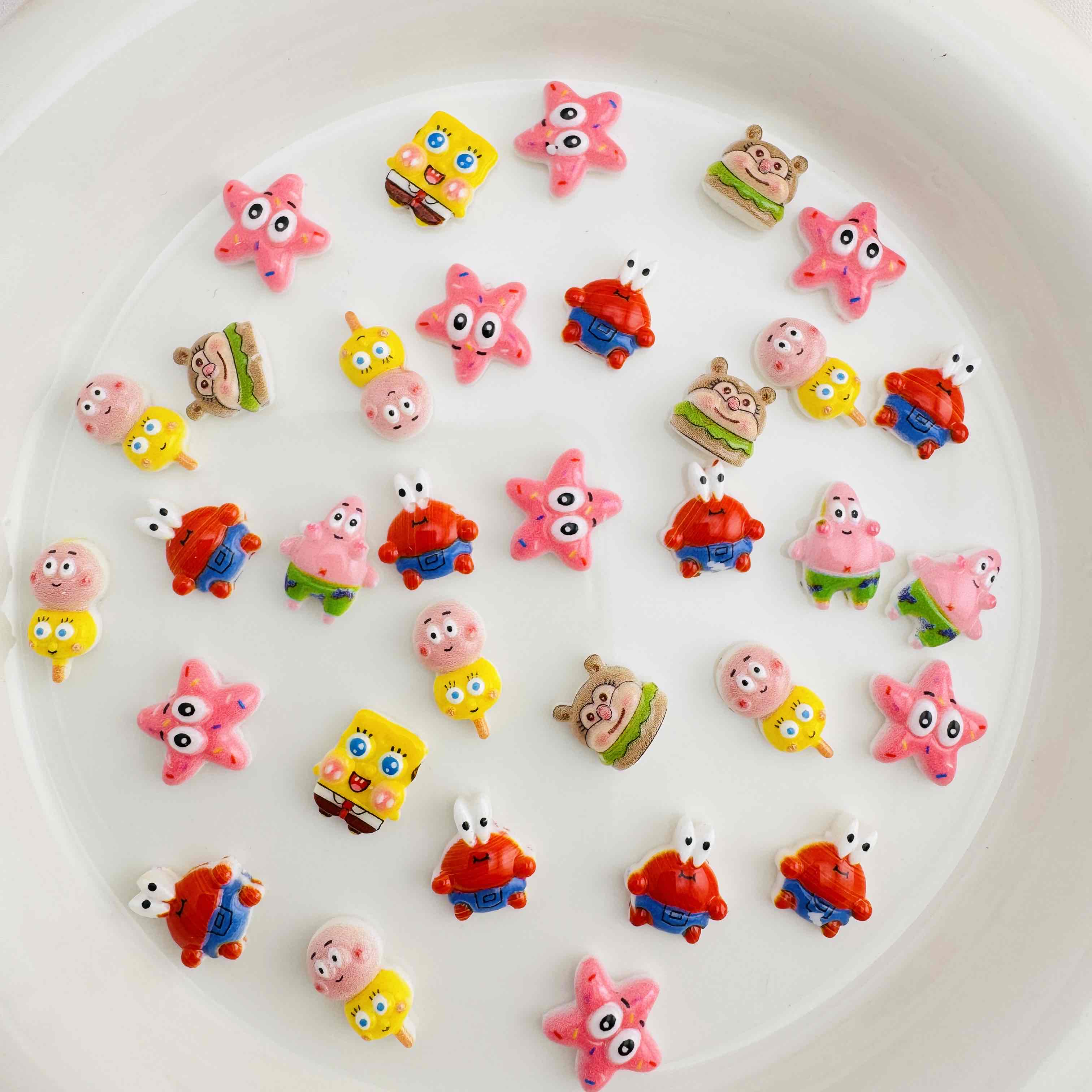 FS10681-Mixed SpongeBob Nail Charms For Making Fancy Beads Or Fancy Beadable Pens