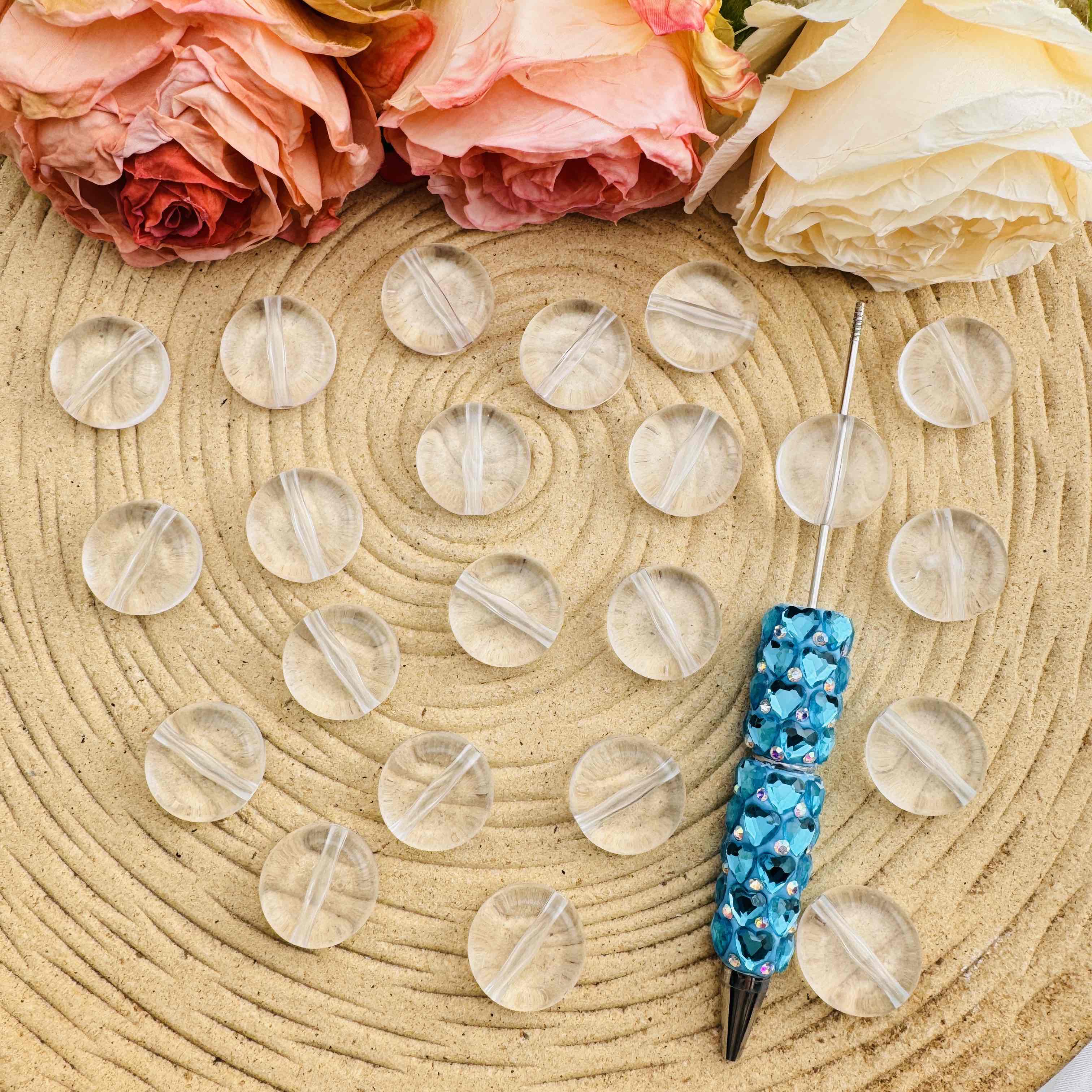 FS0628-22mm Clear Round Based Beads For Making Fancy Beads