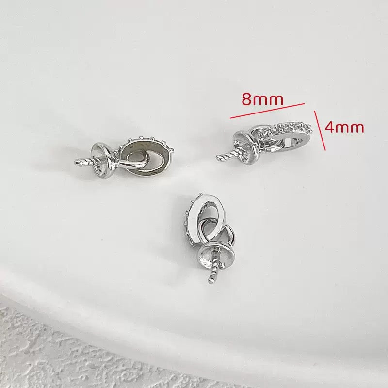FS4038- 8mm×4mm Color-Retaining 14K Gold-Plated Diamond-Set Pendant Needle (For Half-Hole Beads) Zoe's DIY Shop