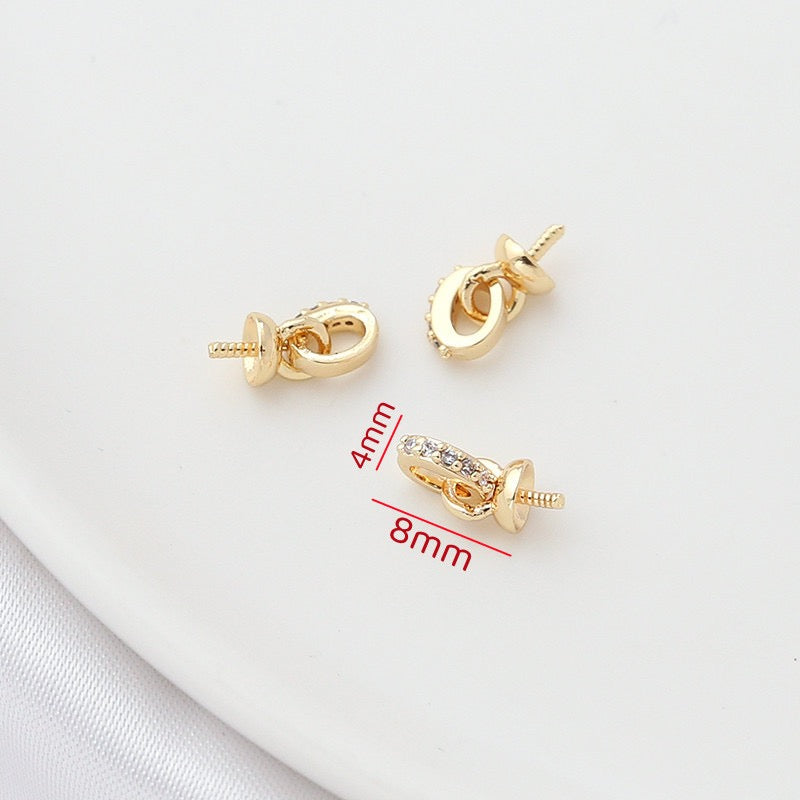 FS4038- 8mm×4mm Color-Retaining 14K Gold-Plated Diamond-Set Pendant Needle (For Half-Hole Beads) Zoe's DIY Shop