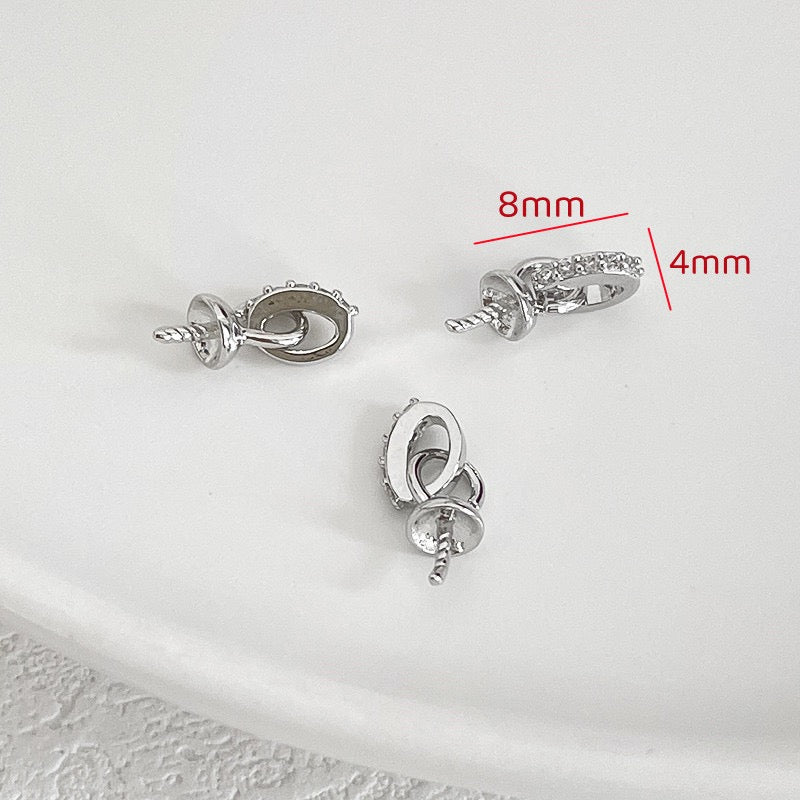 FS4038- 8mm×4mm Color-Retaining 14K Gold-Plated Diamond-Set Pendant Needle (For Half-Hole Beads) Zoe's DIY Shop
