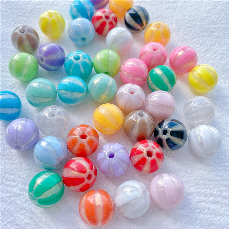 FS1729-Random Mixed Color 16MM Glitter Pumpkin Acrylic Beads Fit For Beadable Pens