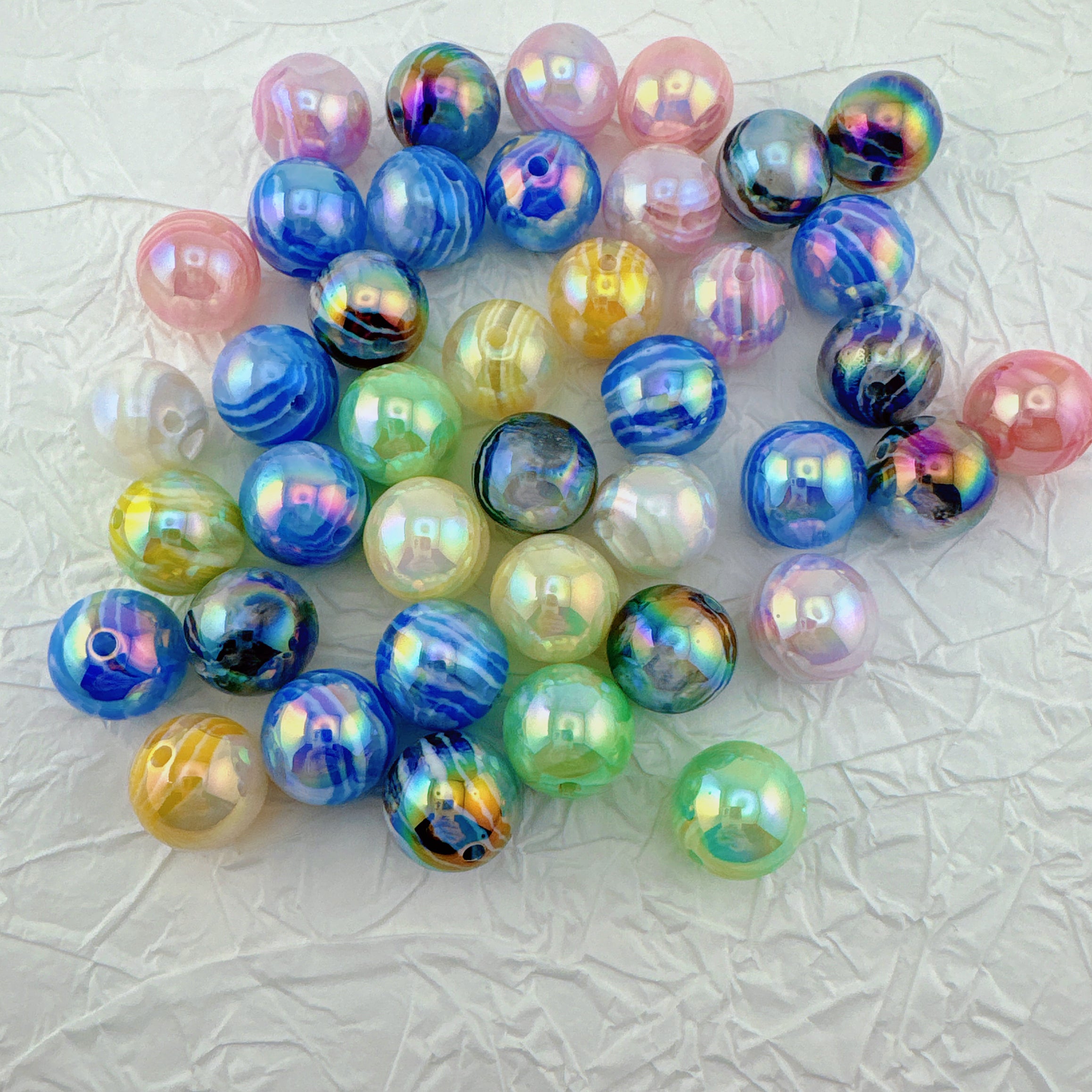 FS1707-16MM Random Mixed Color Striped Resin Beads Fit For Beadable Pens