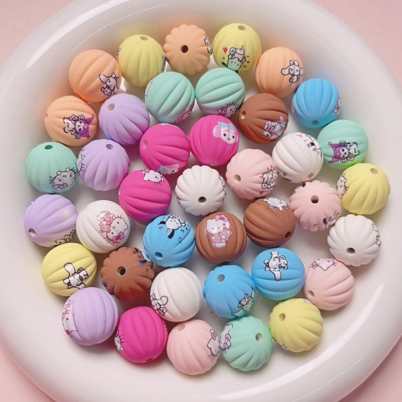 FS1831-16 MM Random Mixed Frosted Solid Color Sanrio Pumpkin Acrylic Beads Fit For Beadable Pens