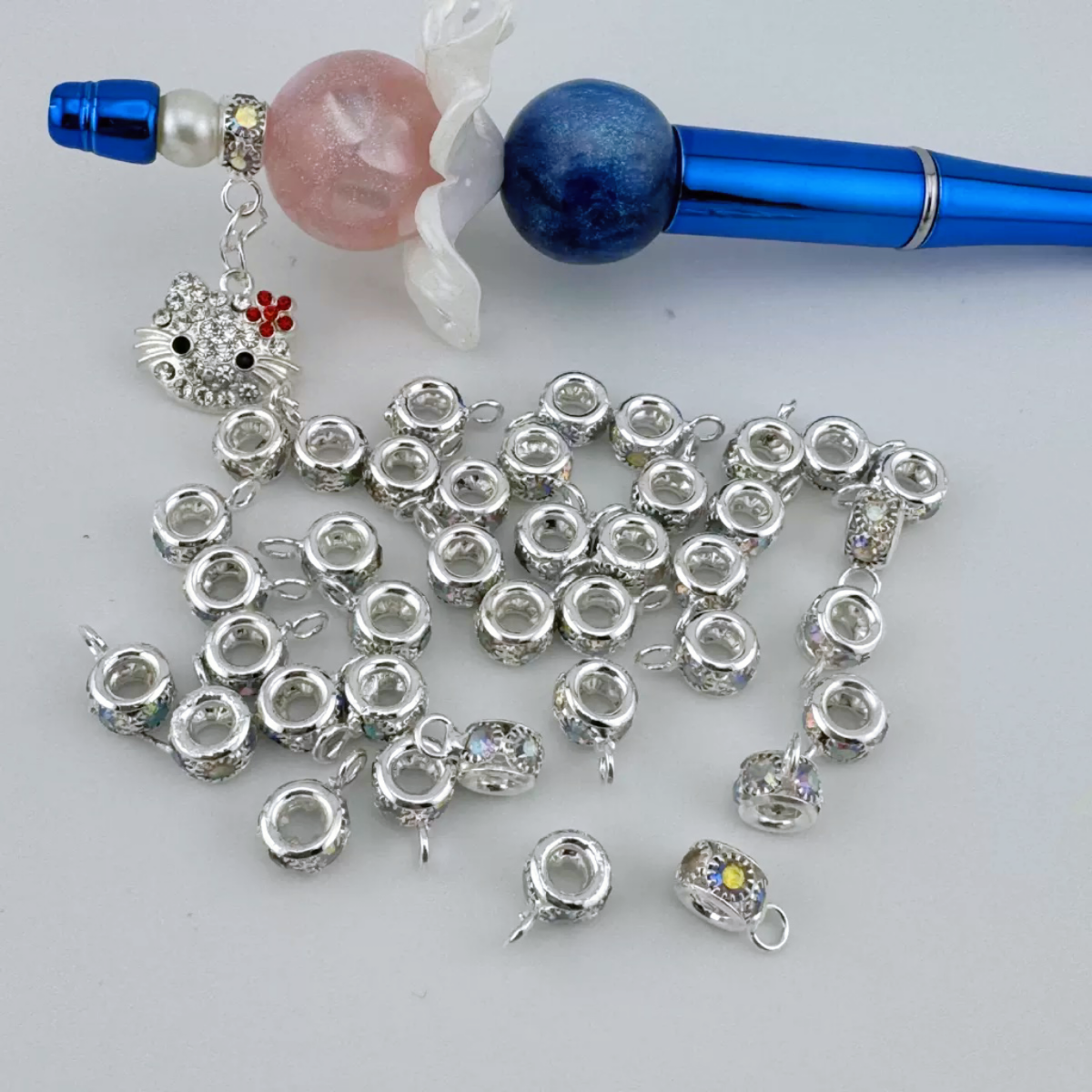FS3848-8mm AB Silver Spacer With Hook Zoe's DIY Shop
