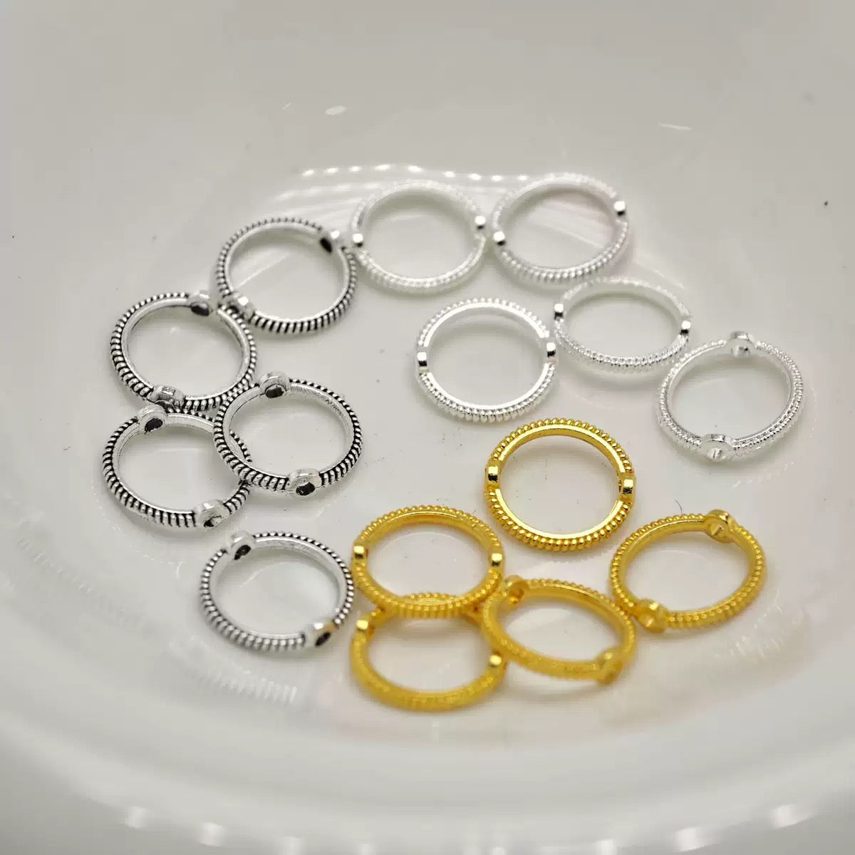 FS3818-12mm  Gold Plated Long Lasting Round Bead Frame Spacer Beads For Jewelry DIY Bracelet Necklace Making Zoe's DIY Shop