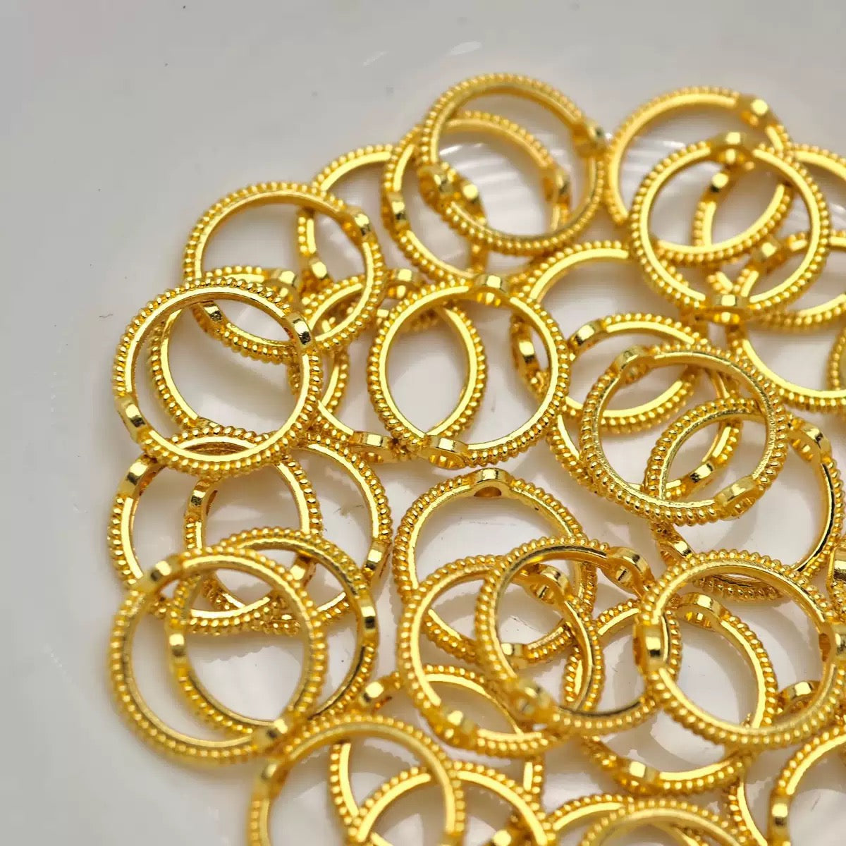 FS3818-12mm  Gold Plated Long Lasting Round Bead Frame Spacer Beads For Jewelry DIY Bracelet Necklace Making Zoe's DIY Shop
