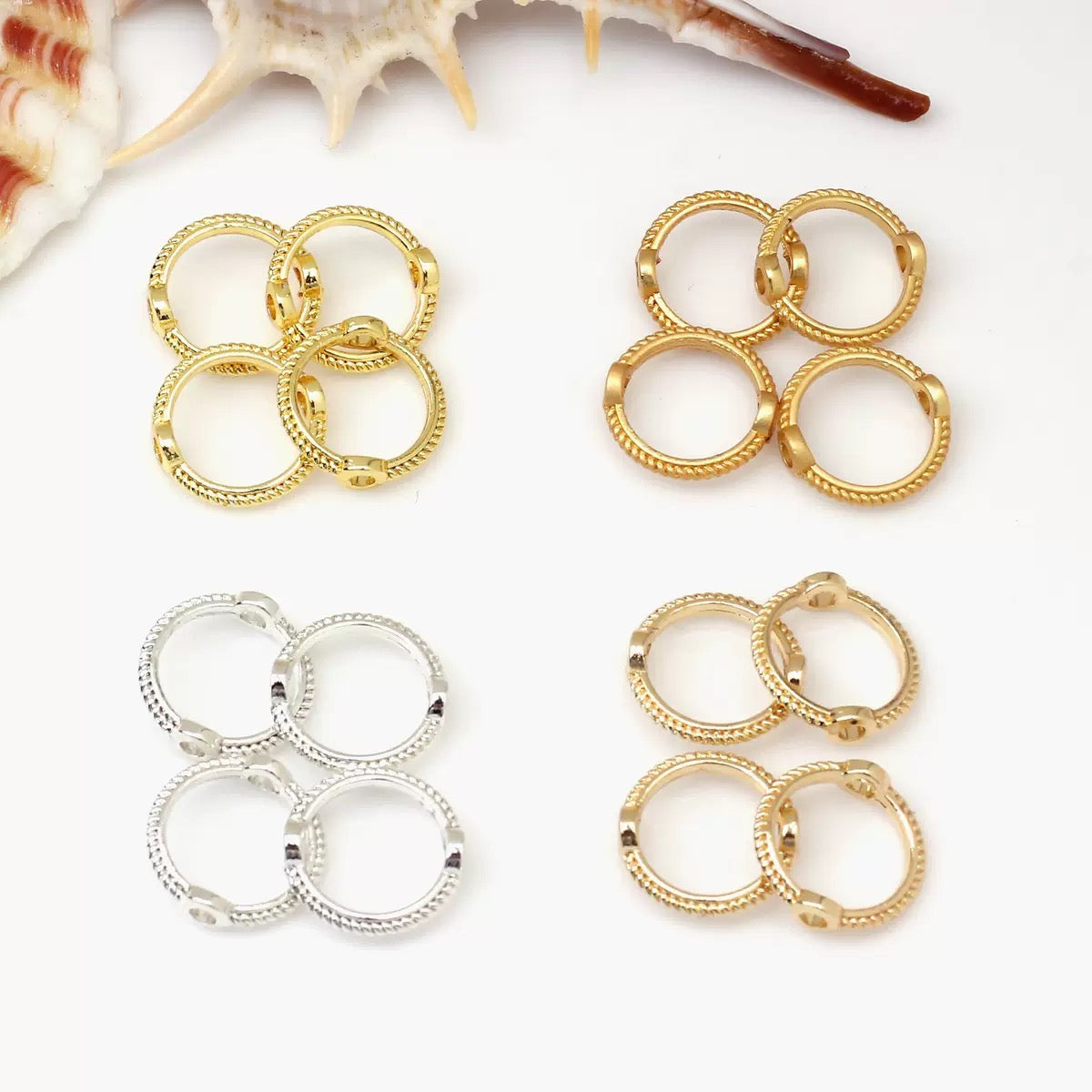 FS3818-12mm  Gold Plated Long Lasting Round Bead Frame Spacer Beads For Jewelry DIY Bracelet Necklace Making Zoe's DIY Shop
